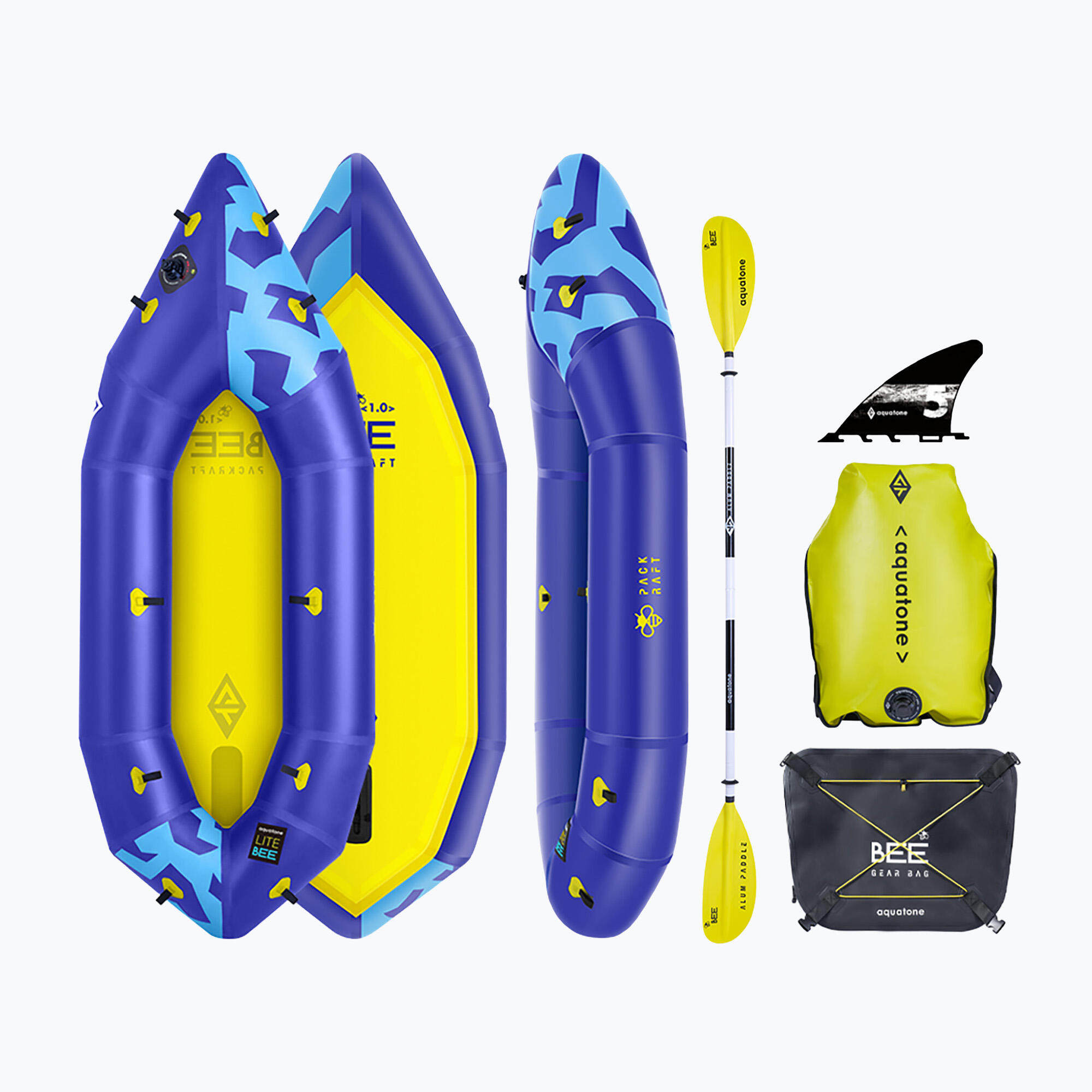 Caiac gonflabil pentru o persoană Aquatone Bee Inflatable Pack Raft 7'3" 221