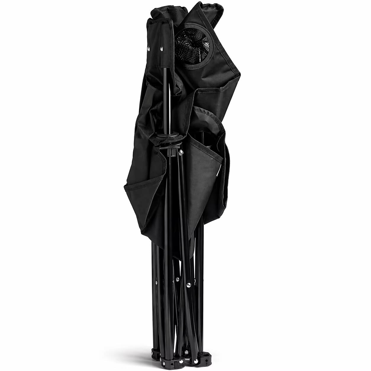Silla Plegable Camping Pesca Portavasos y Estructura Reforzada Negra 2/4