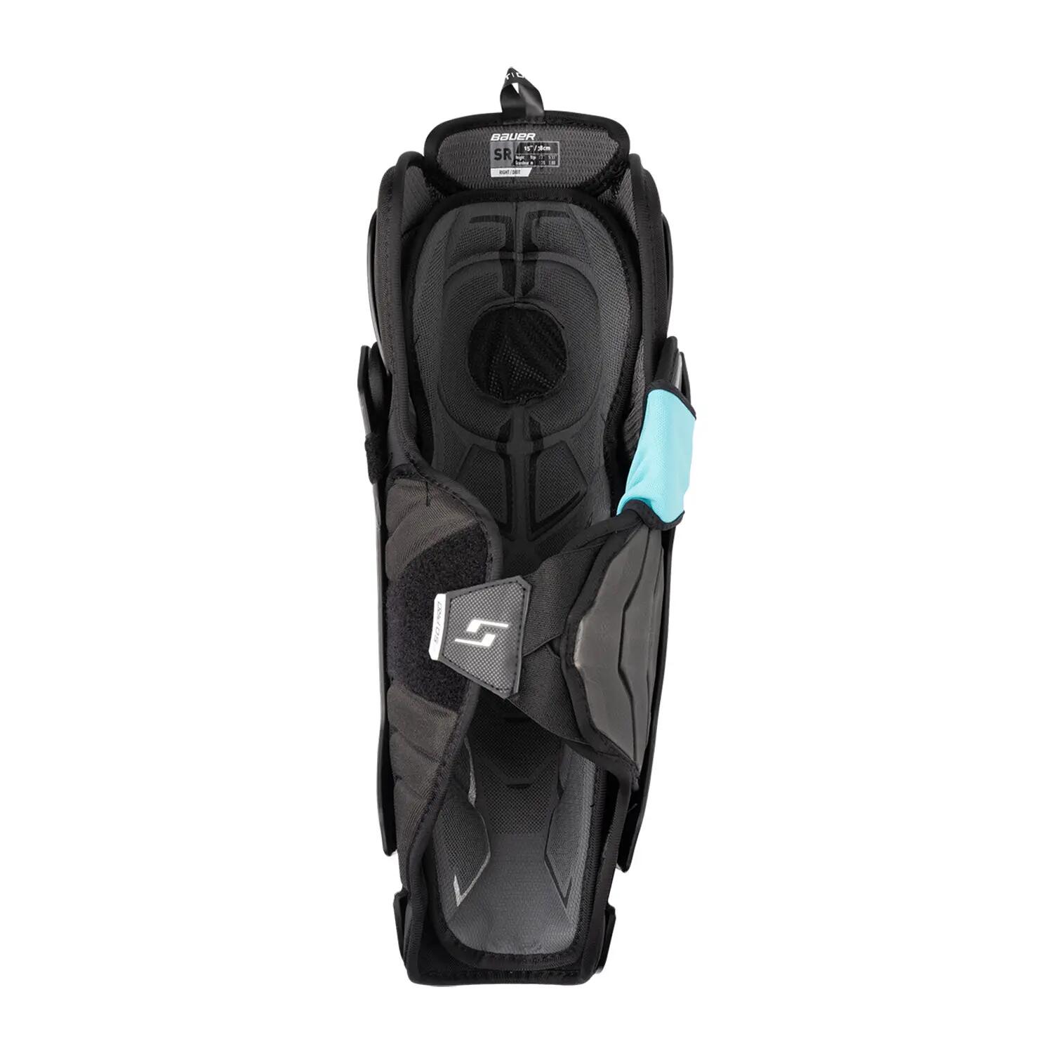 BAUER Supreme F50 Pro Intermediate caneleiras de hóquei pretas para crianças 3/8