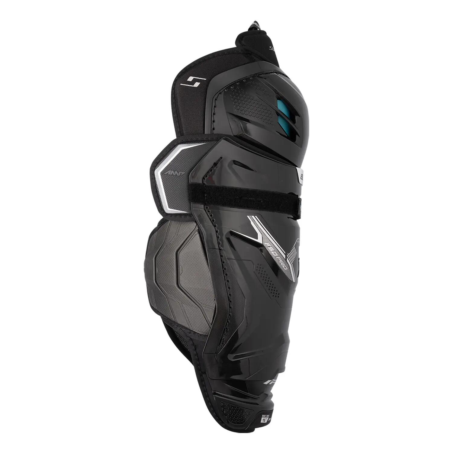 BAUER Supreme F50 Pro Intermediate caneleiras de hóquei pretas para crianças 2/8