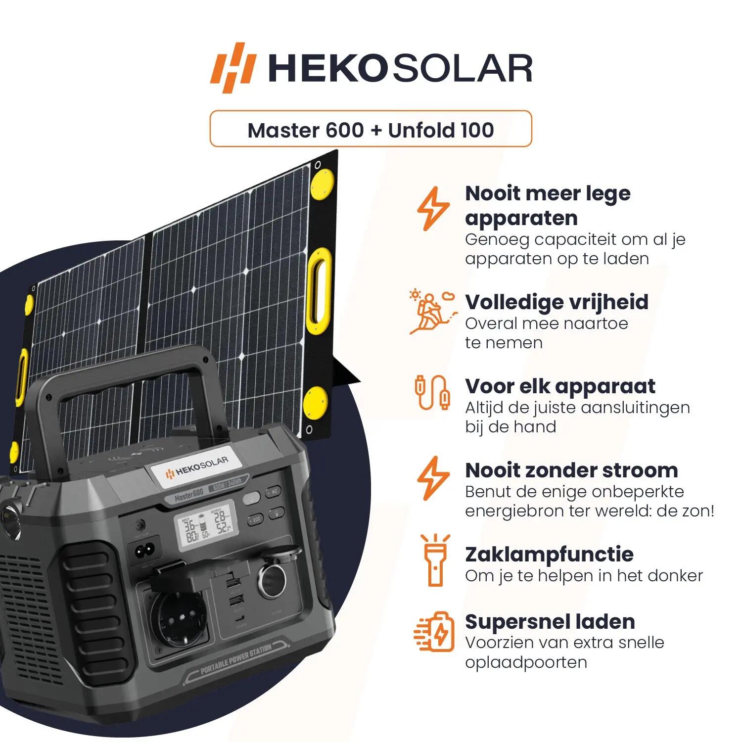 Powerstation Master 600 + Portable Solar Panel Unfold 100 3/15