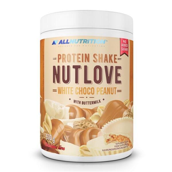 Eiwitsupplement NUTLOVE PROTEIN SHAKE WHITE CHOCO PEANUT 630g