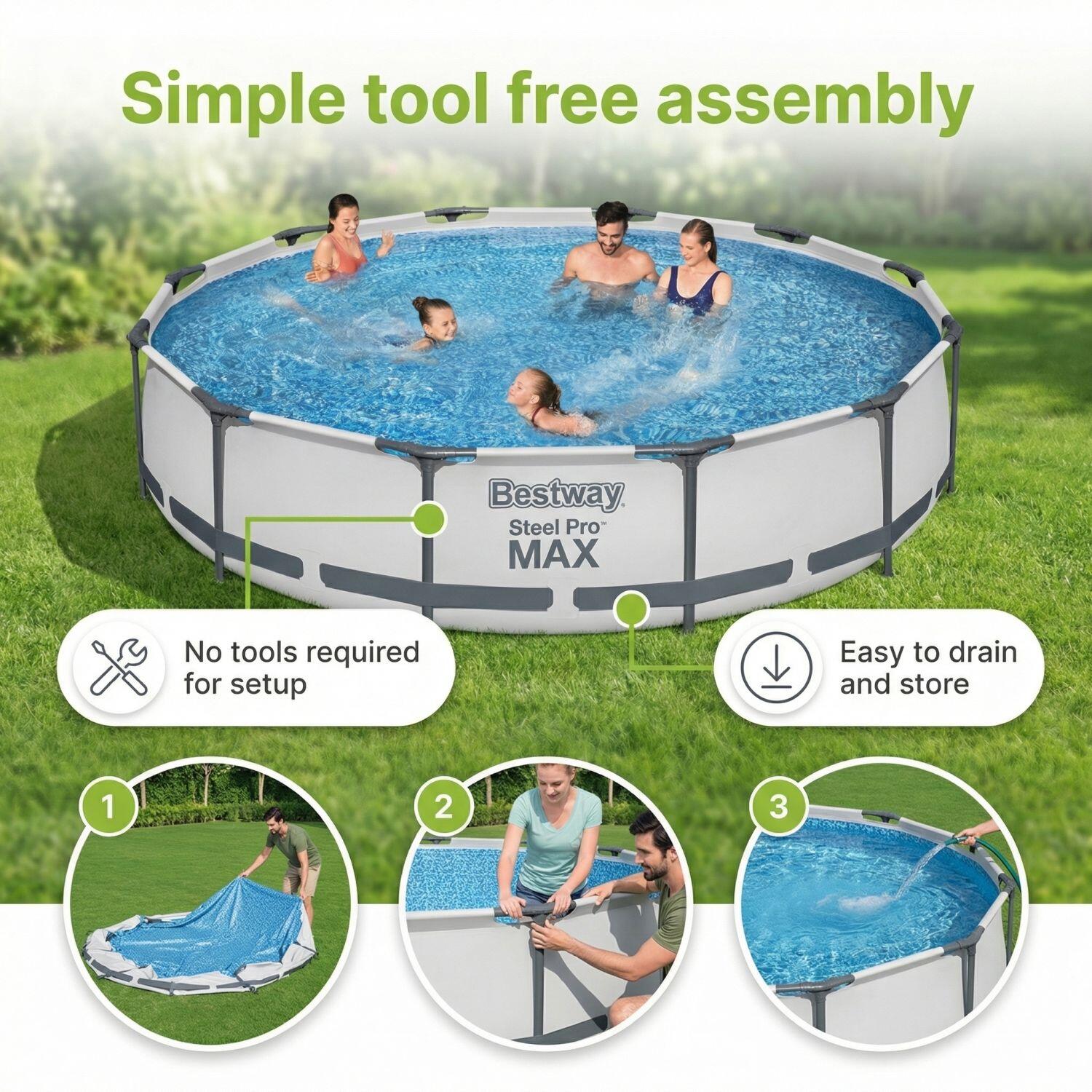 BESTWAY Piscina Bestway Steel Pro MAX Rotonda - 366x76 cm - 3-pezzi S22334 6/6