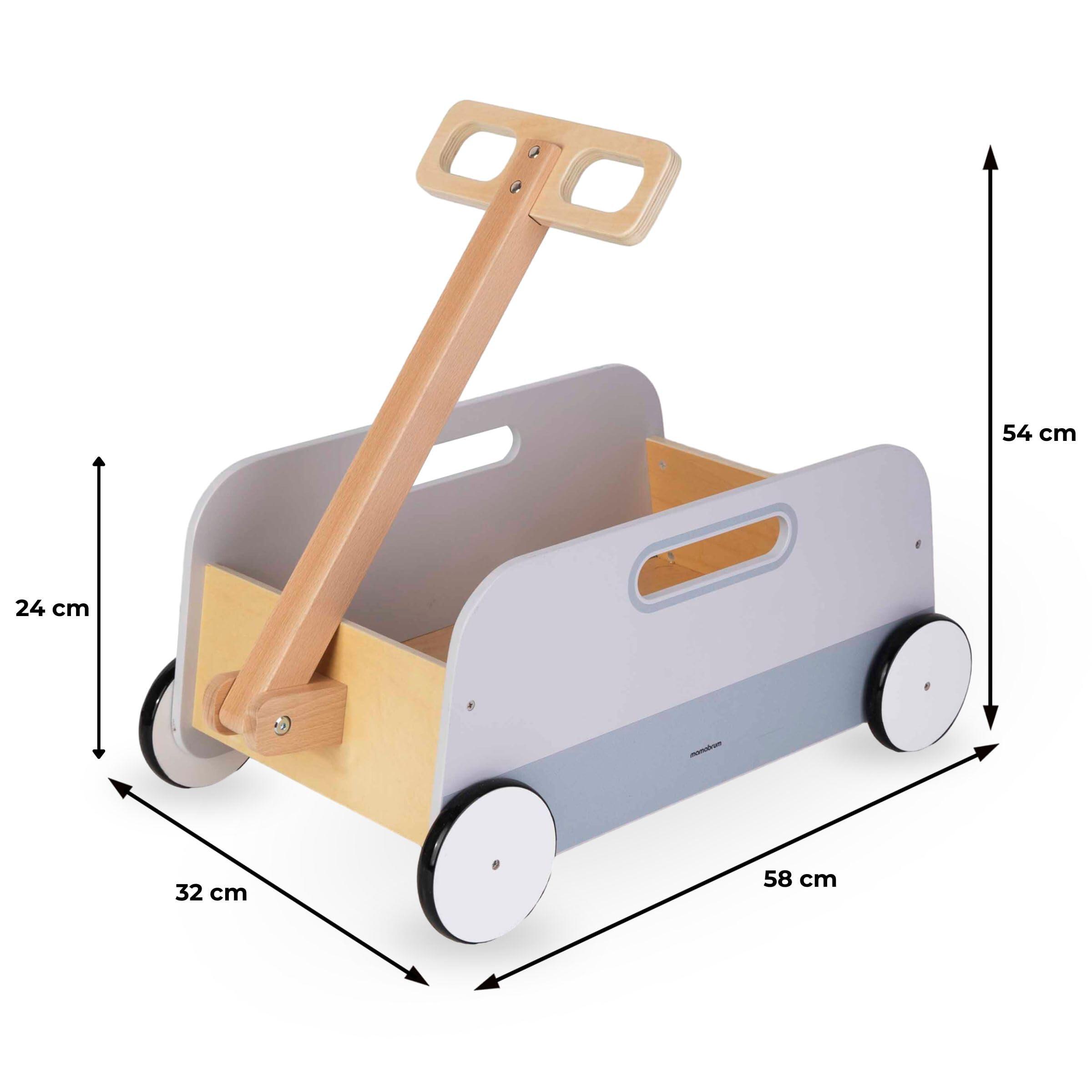 Speelgoedwagen - uniseks - houten wagen met jeneverhout 5/9
