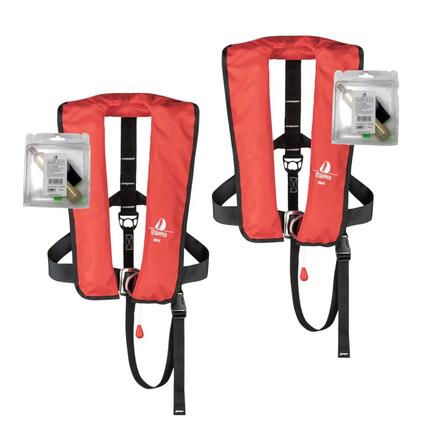 Lot de 2 gilets de sauvetage automatiques 300N ISO bleu + 2 kits