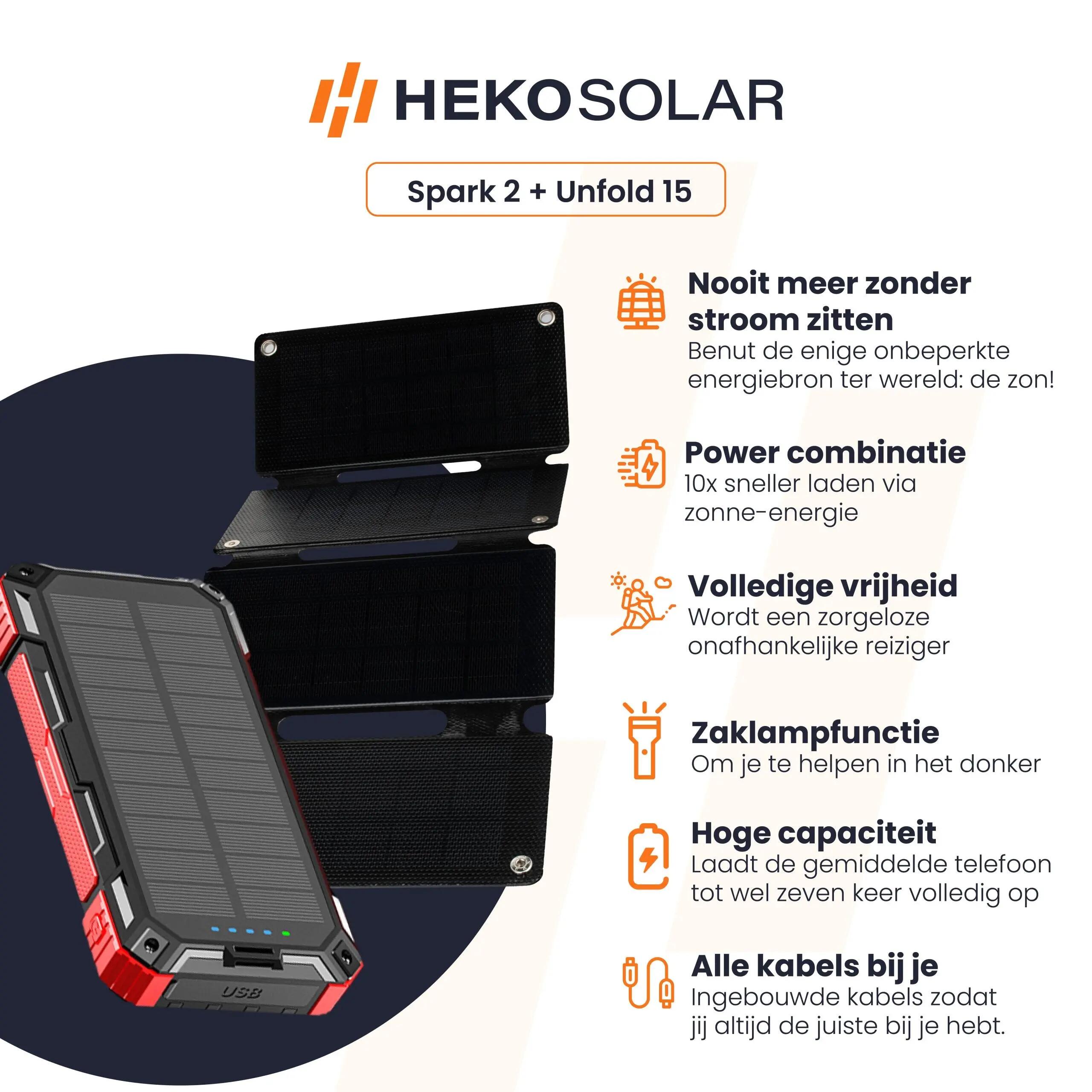 Solar Powerbank Spark 2 + Portable Solar Panel Unfold 15 3/15