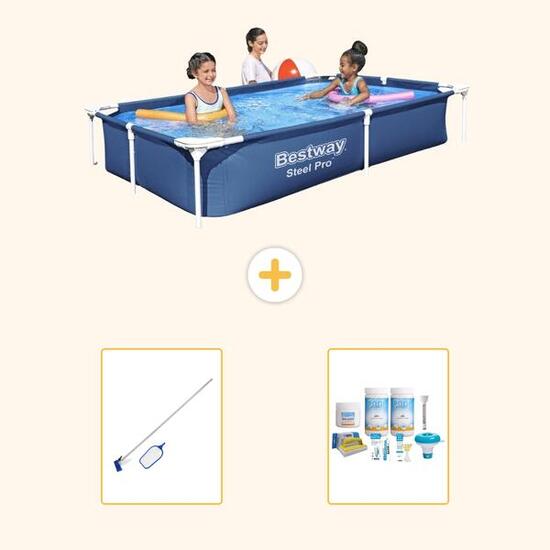 BESTWAY Piscina Bestway Steel Pro Rectangular - 221x150x43 cm - 3-piezas S22705