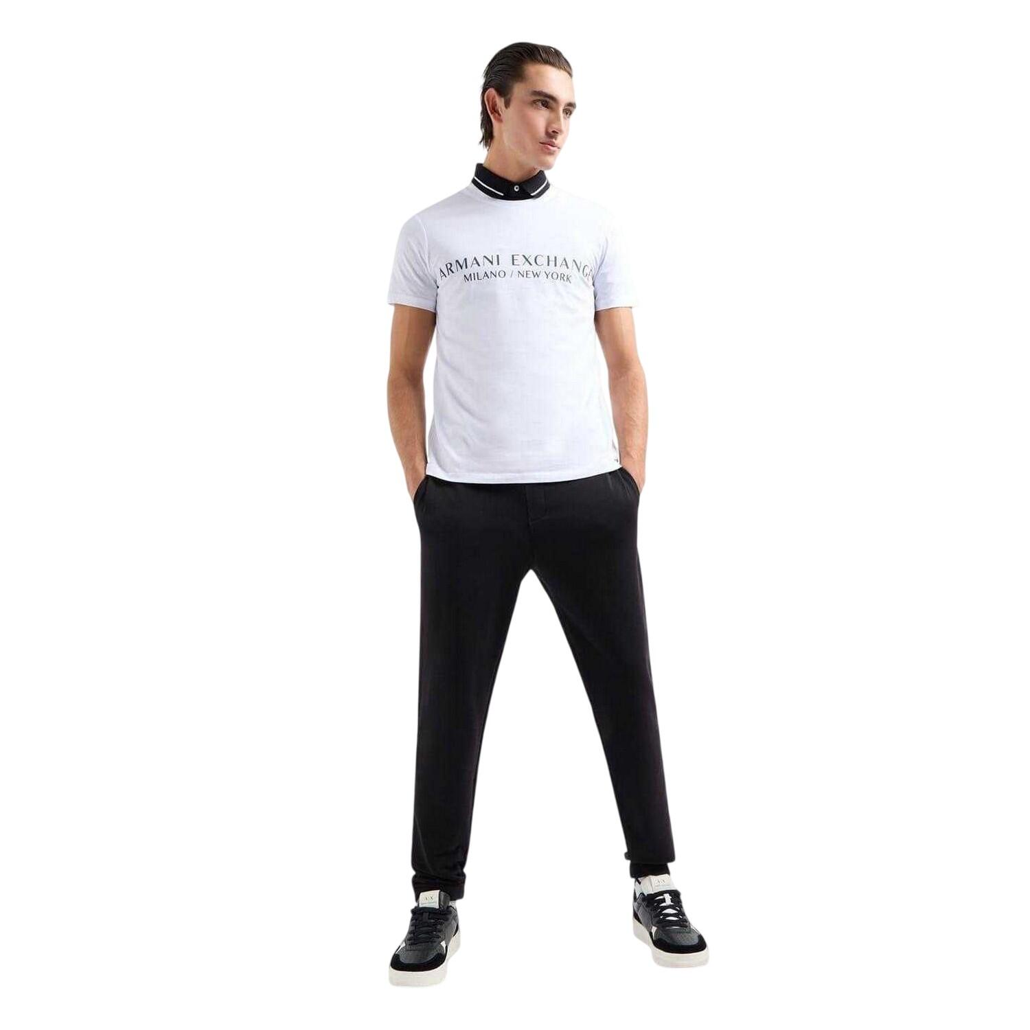 Heren Belettering Crew Hals Regular Tshirt (Wit) 4/4