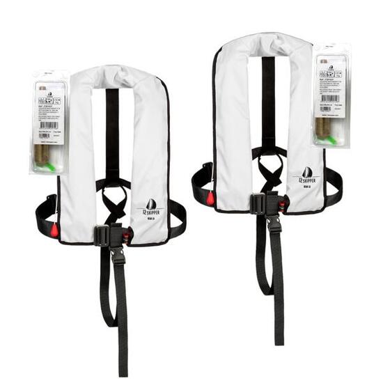 Lot de 2 gilets auto 165N ISO avec harnais blancs incl kits