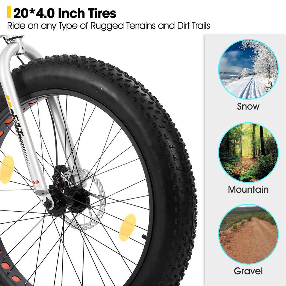 VTT Fille Garçon Fatbike 20/24/26 pouces 7 Vitesses Freins à Disque 3/6