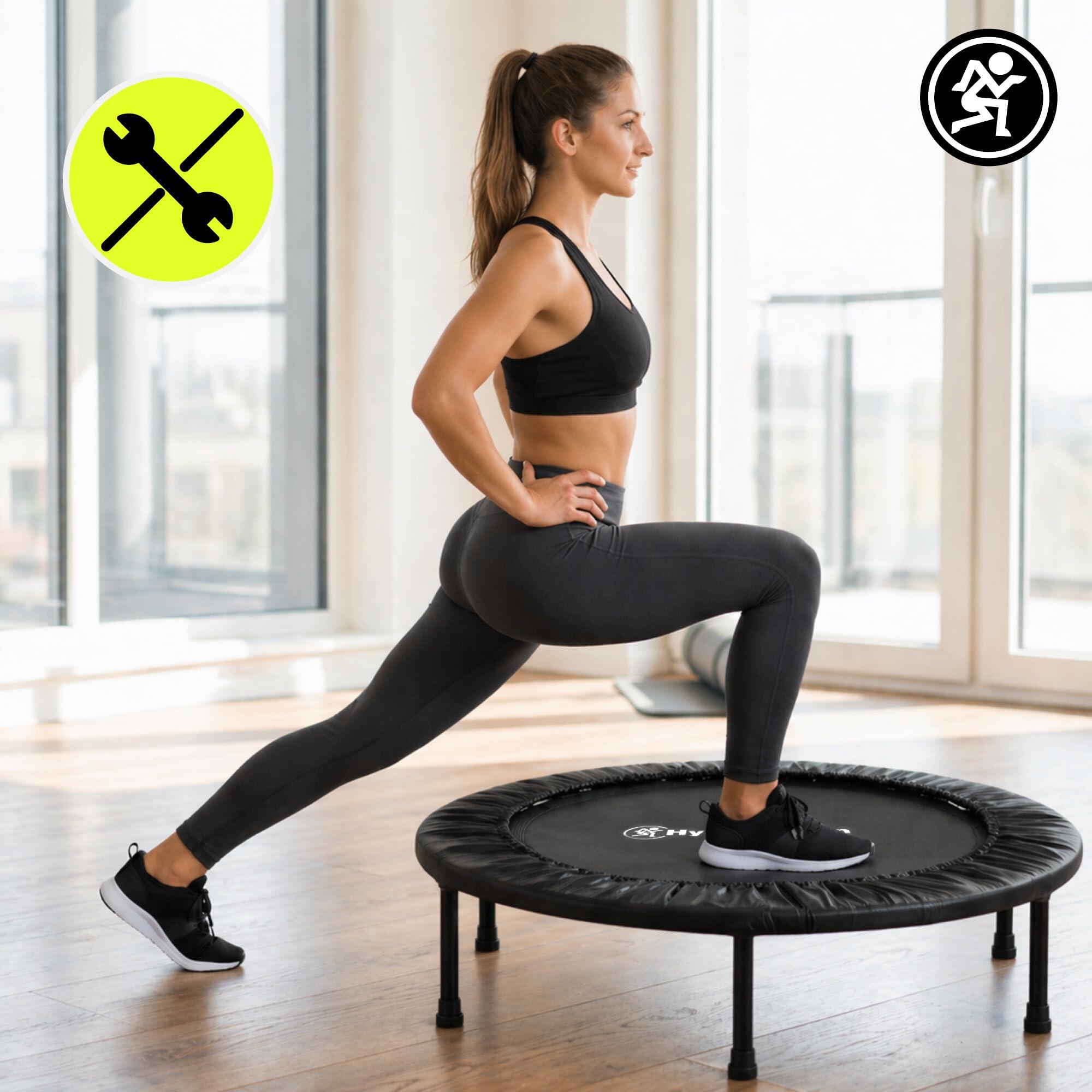 Trampoline fitness - cardio - unisex - 36 ressorts, 6 pieds, 91 cm - noir 9/9