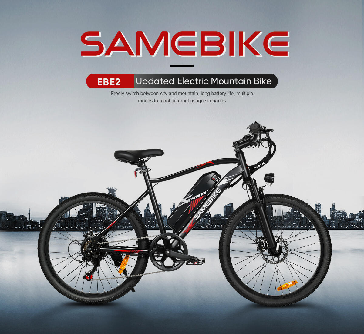 Rower elektryczny dla dorosłych SAMEBIKE EBE2, akumulator 36 V 13 Ah 12/15