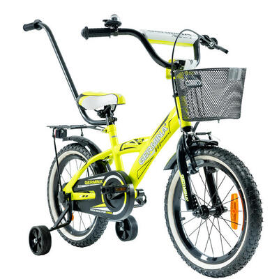 Kinderfiets germina 16 bmx met loopwiel, zijwieltjes, mandje