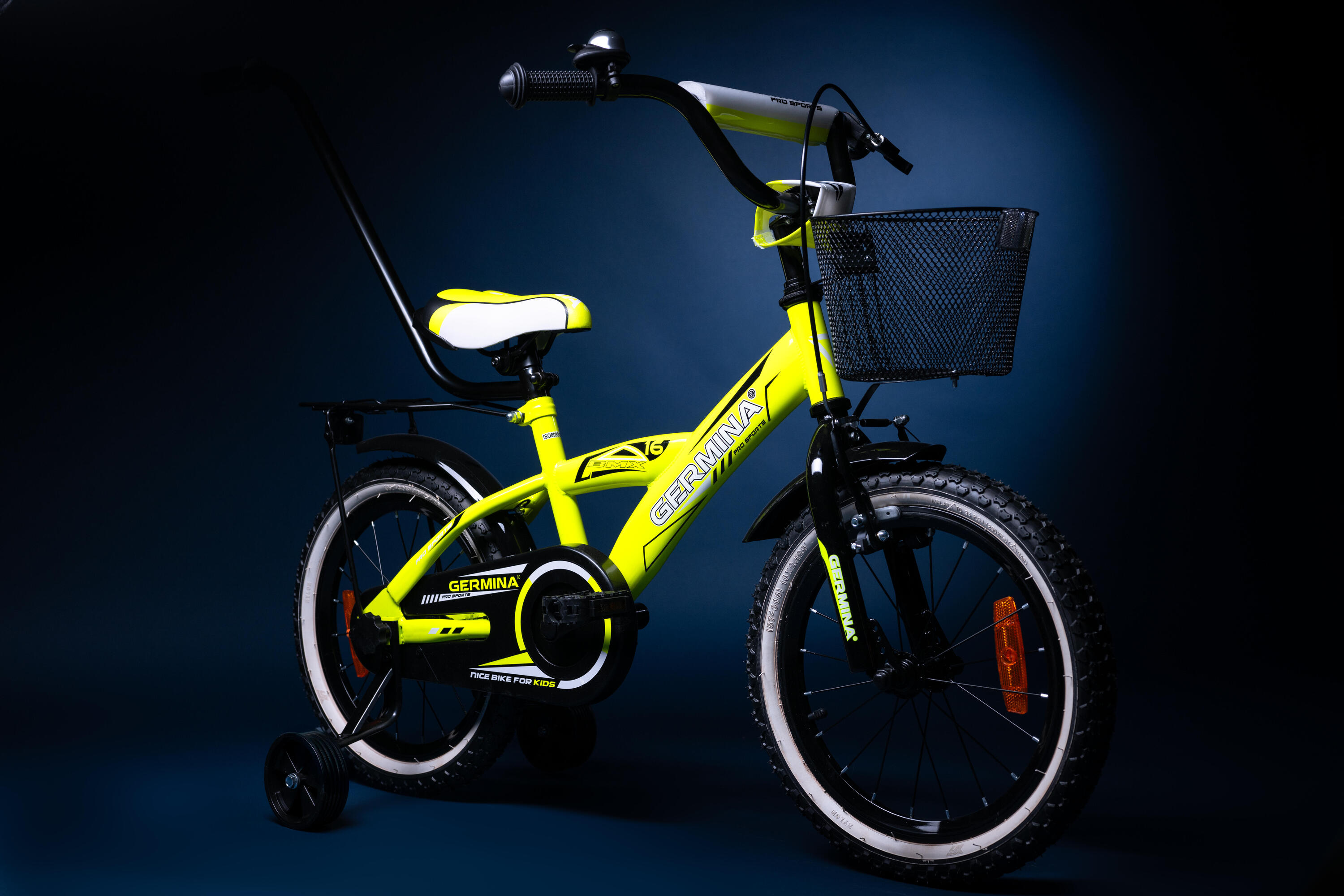 Kinderfiets GERMINA 16 BMX met loopwiel, zijwieltjes, mandje 6/6