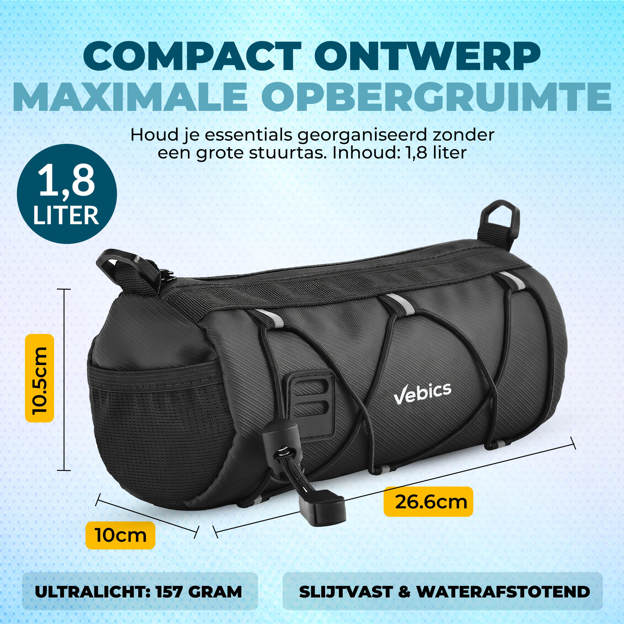 Sacoche de guidon Vebics pour vélo de route - étanche 3/8