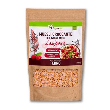 Müsli - bio, glutenfrei, knusprig - Hafer, Erdmandel, Himbeere