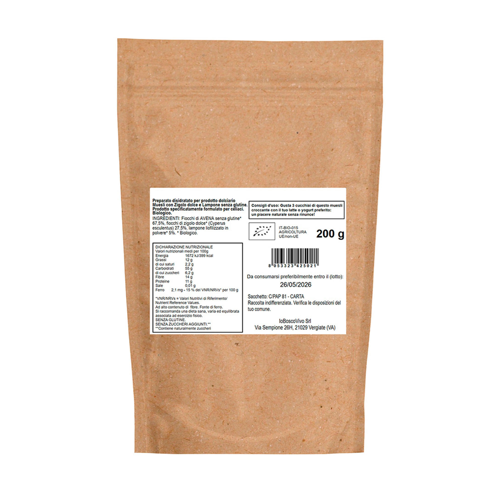 Muesli - bio senza glutine - avena, chufa, lampone 2/3