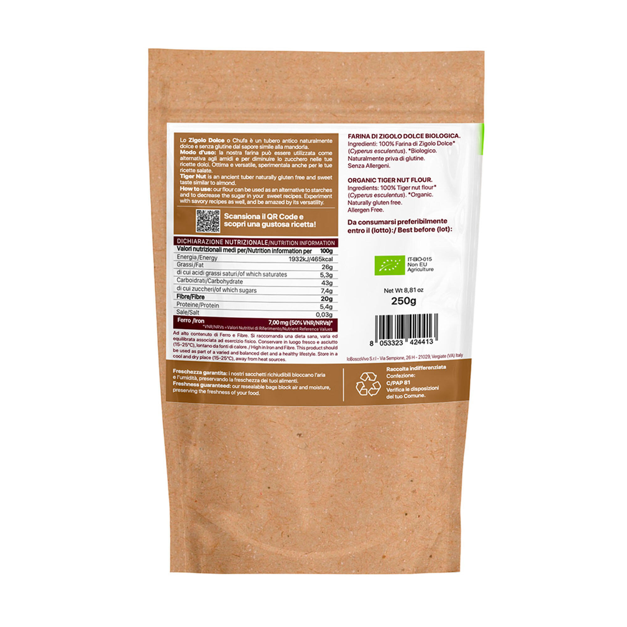 Farina biologica di Chufa (zigolo dolce) - alternativa senza allergeni - 250 g 2/5