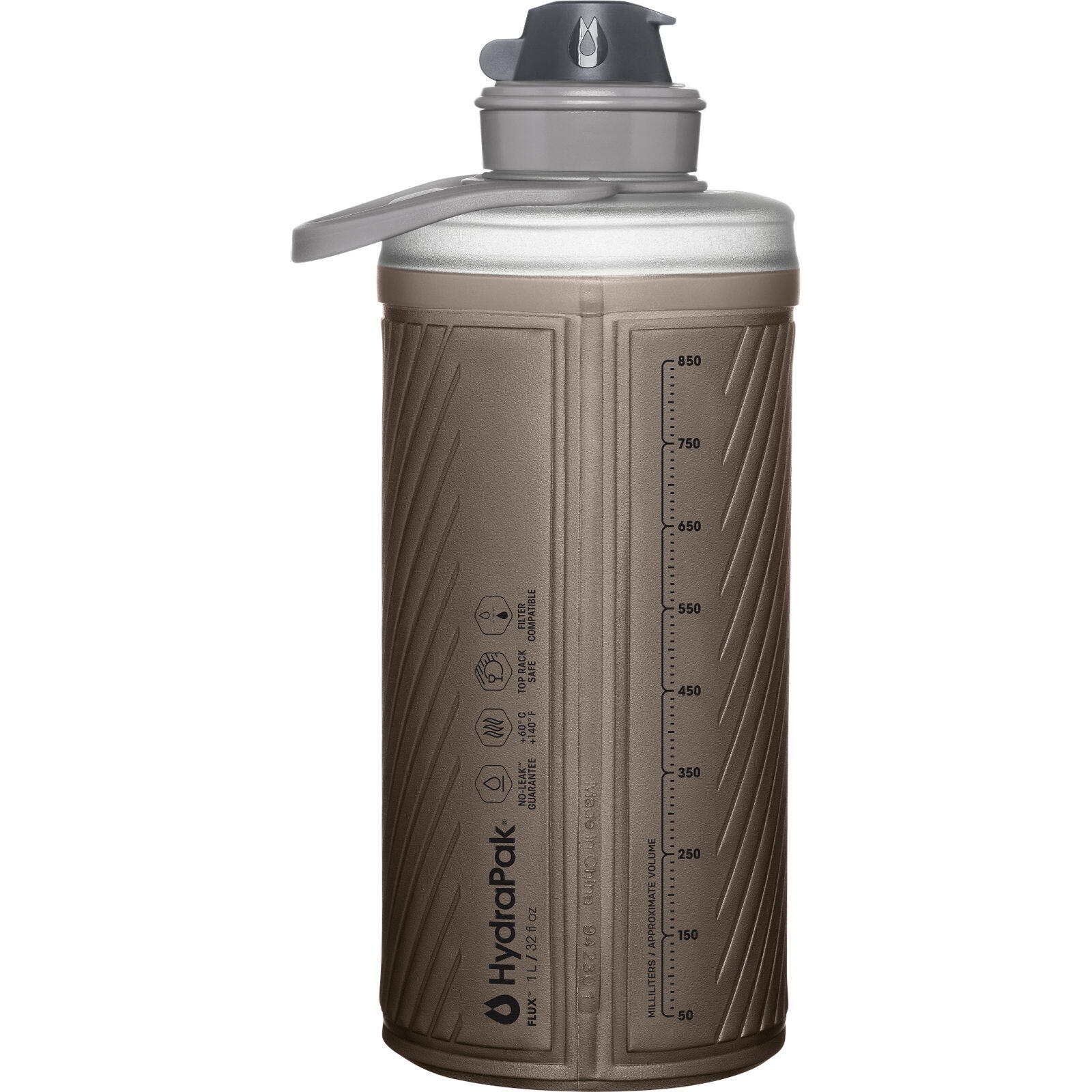 Bouteille Hydrapak Flux 1L gris, ultralégère compressible, bouchon 42 mm 2/5