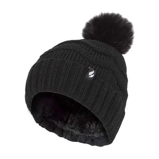 Heat Holders - Bonnet Femme Hiver Tricot Zigzag | Polaire avec Pompon