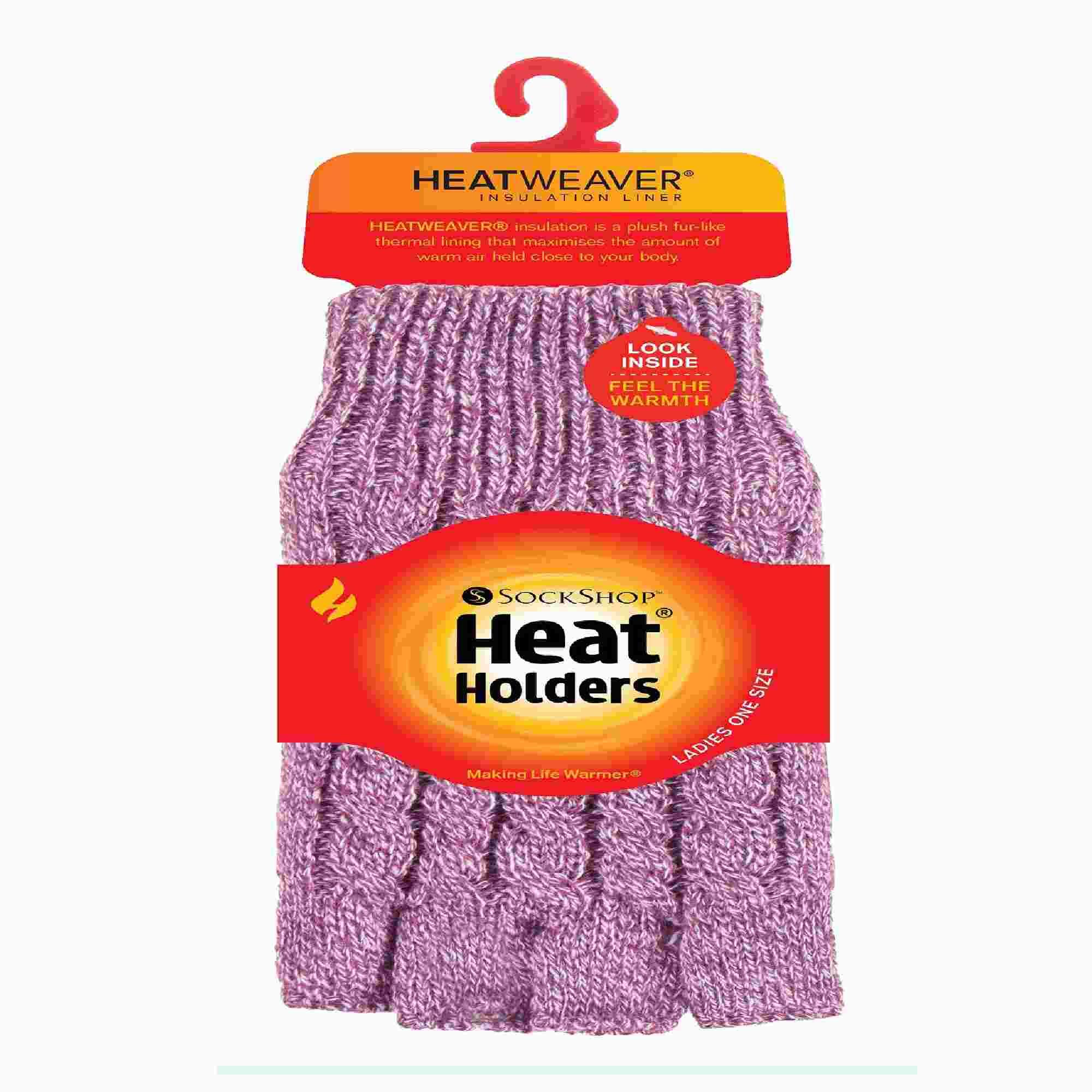 Ladies Cable Knitted Winter Thermal Fingerless Gloves 2/6