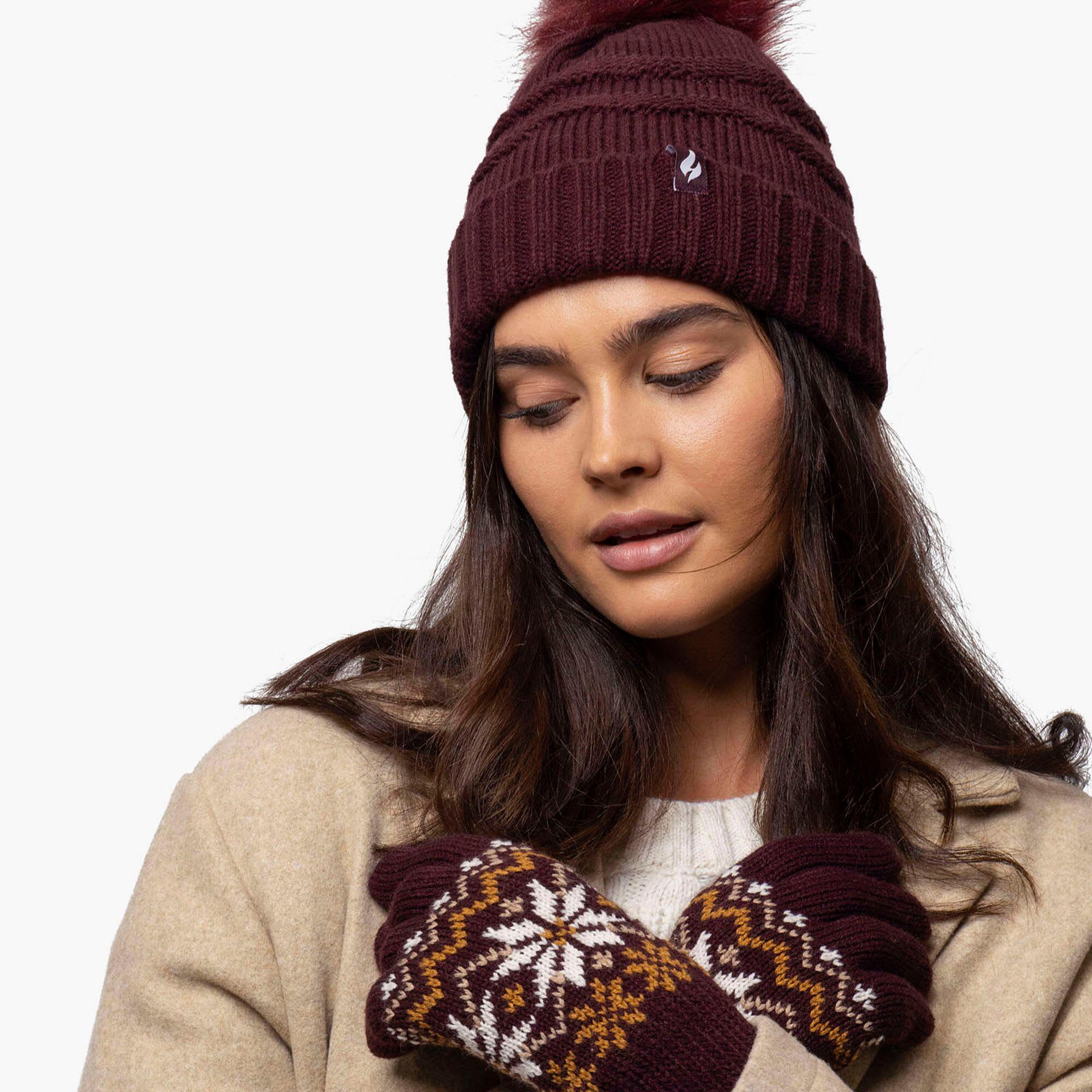 Heat Holders - Bonnet Femme Hiver Tricot Zigzag | Polaire avec Pompon 5/7