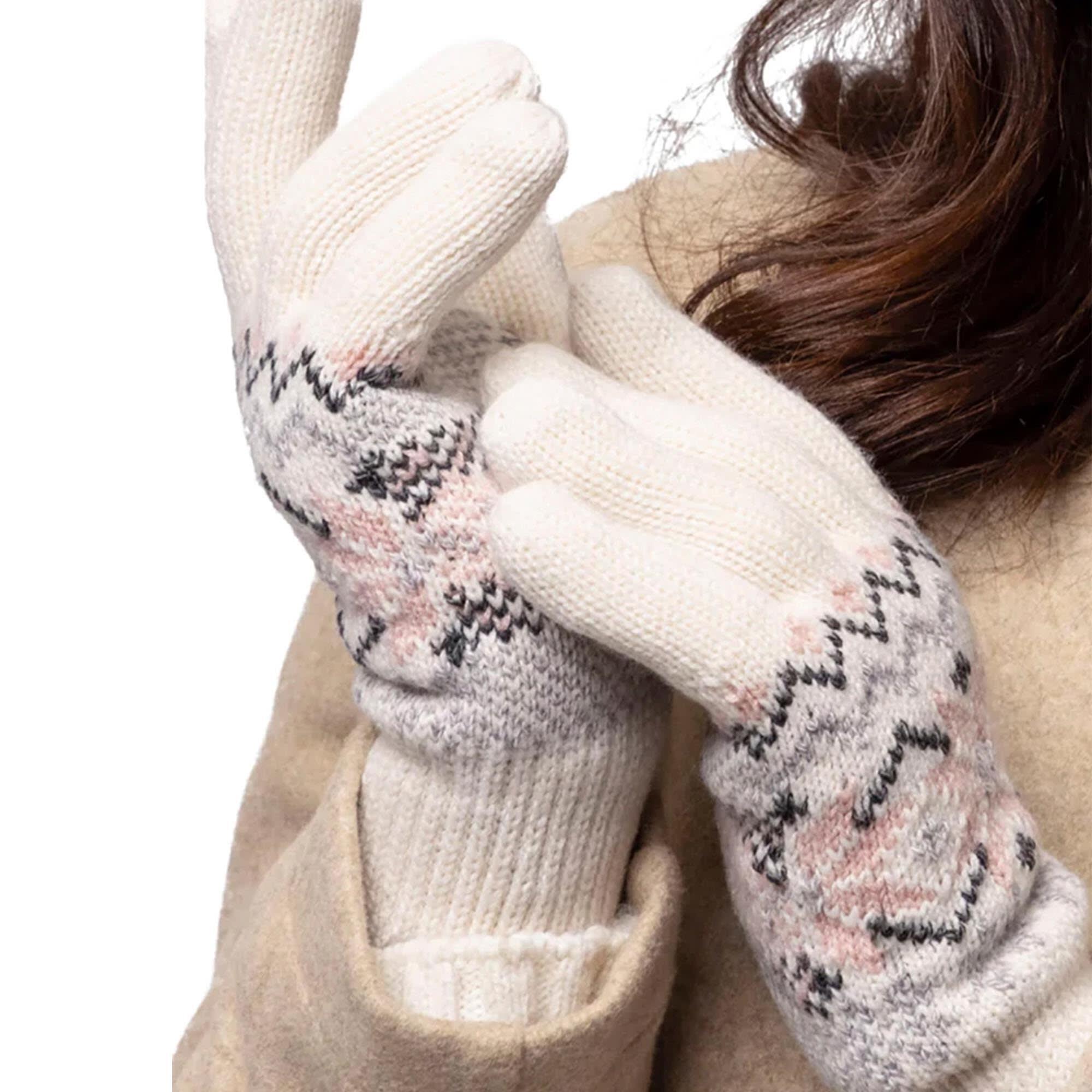 Ladies Knitted Thermal Insulated Gloves for Winter 3/4