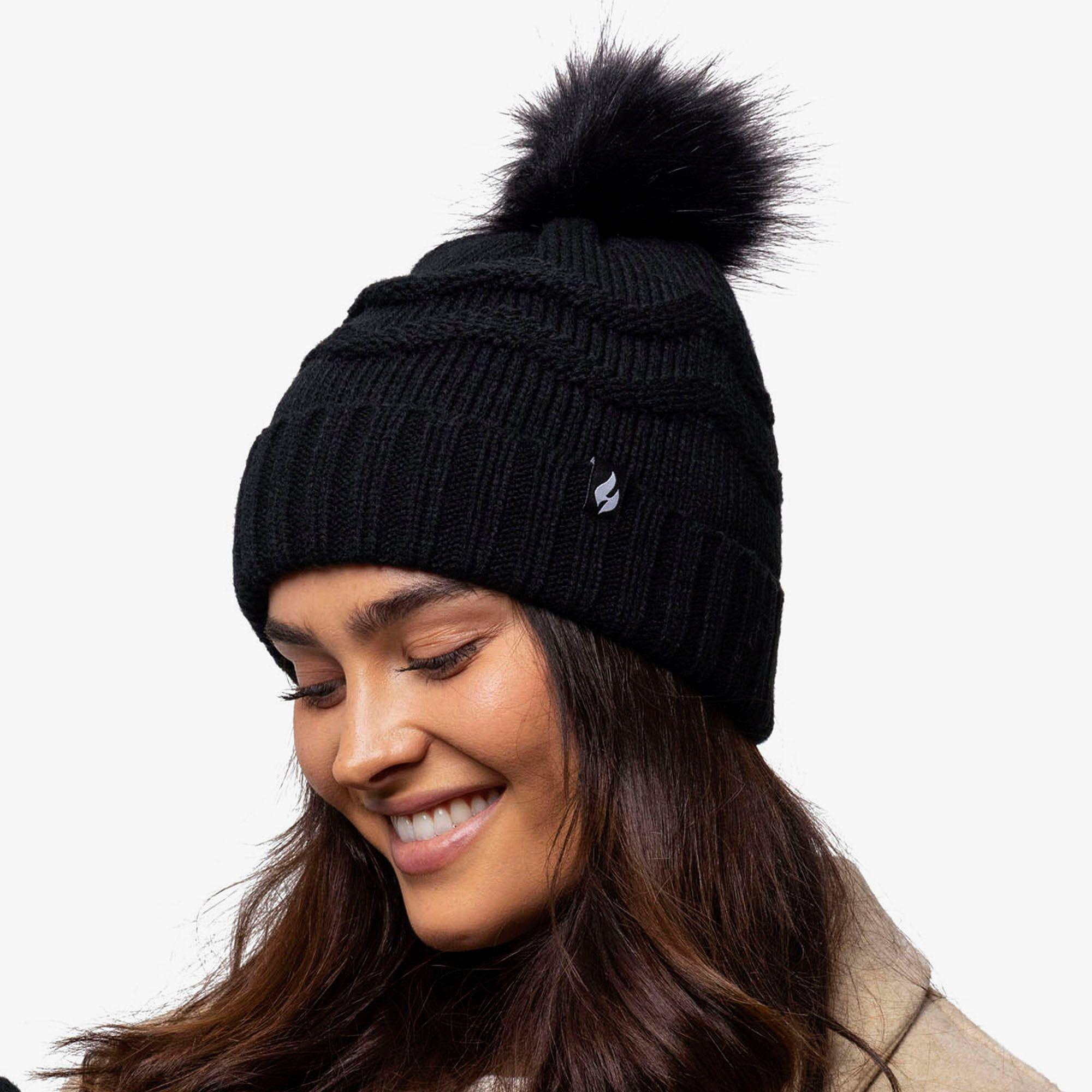 Heat Holders - Bonnet Femme Hiver Tricot Zigzag | Polaire avec Pompon 4/7
