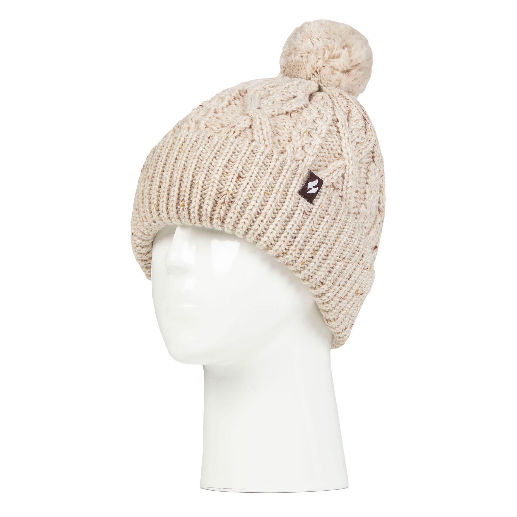 Cosy Pom Pom Bobble Hat for Women | Cable Knit Beanie with Fleece Lining 3/5