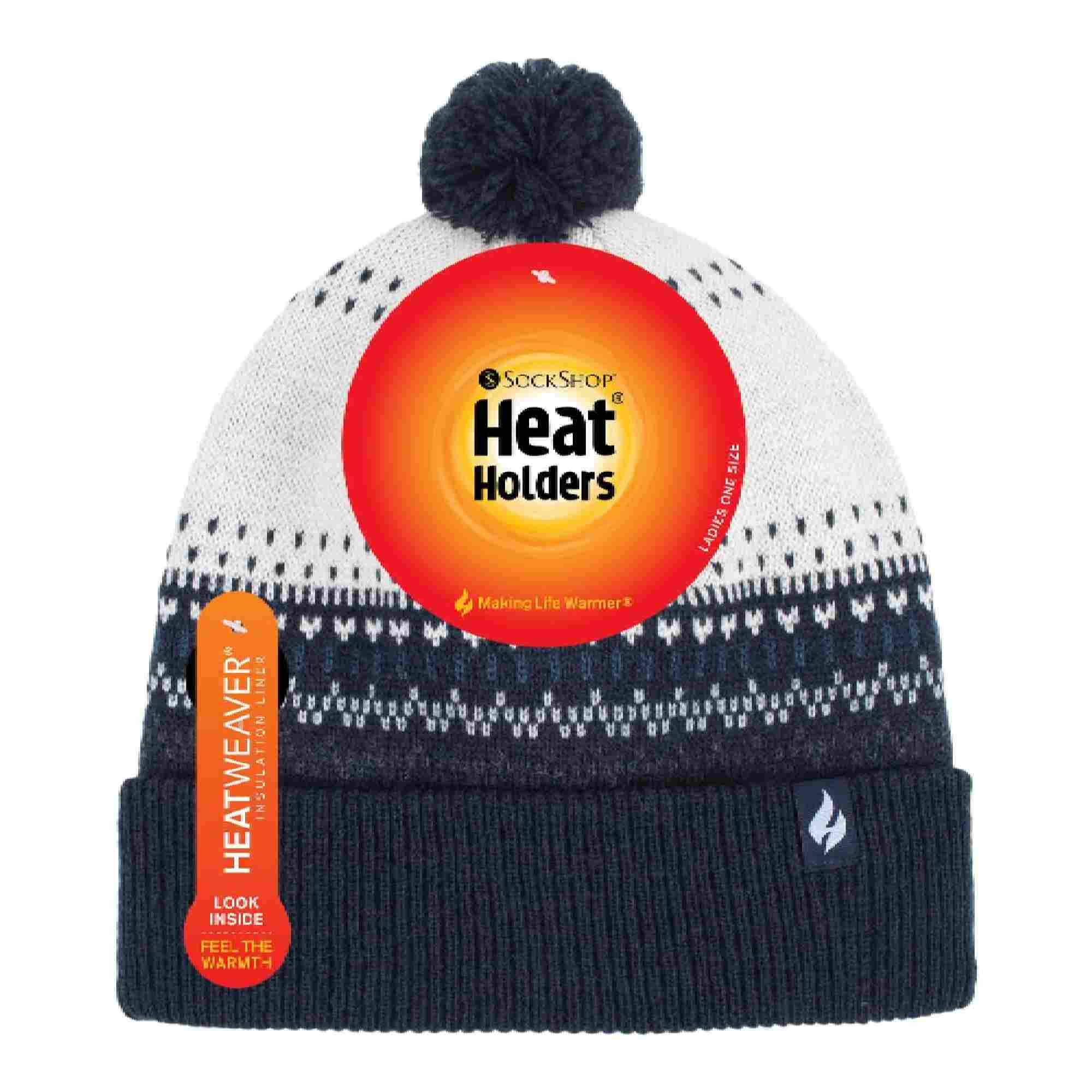 Heat Holders Beanie Mütze Damen mit Fleecefutter Winter Strickmütze mit Bommel 2/7