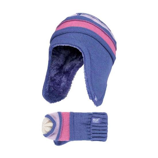Heat Holders - Bonnet Mitaines Torsadé Doublé Polaire Enfants Filles Oreillettes