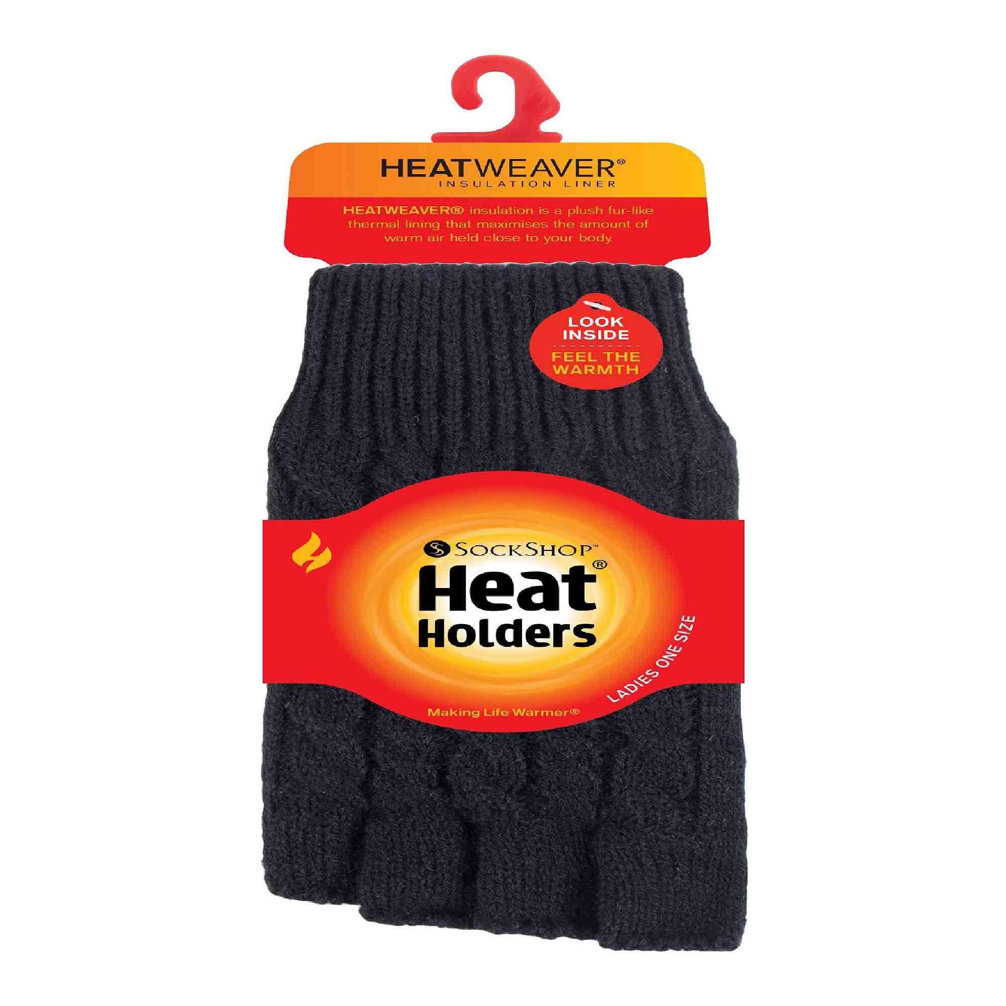 Heat Holders Damen Winter Strick Handschuhe Fingerlos Plush Fleece Gefüttert 2/6