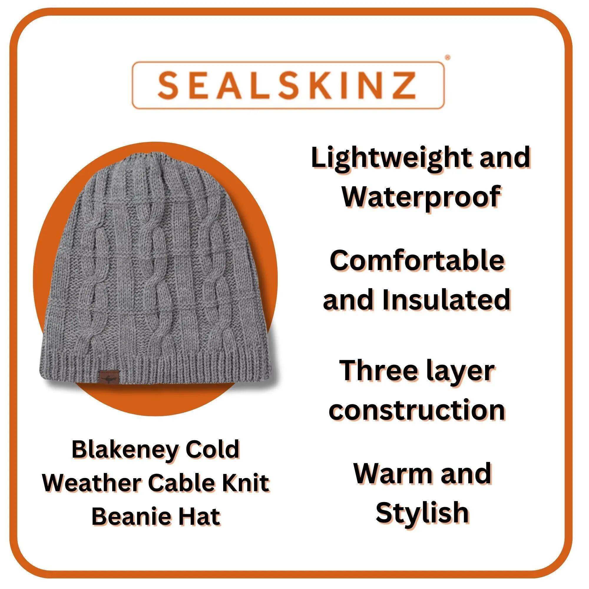 Mens Waterproof Cold Weather Cable Knit Beanie Hat 3/3