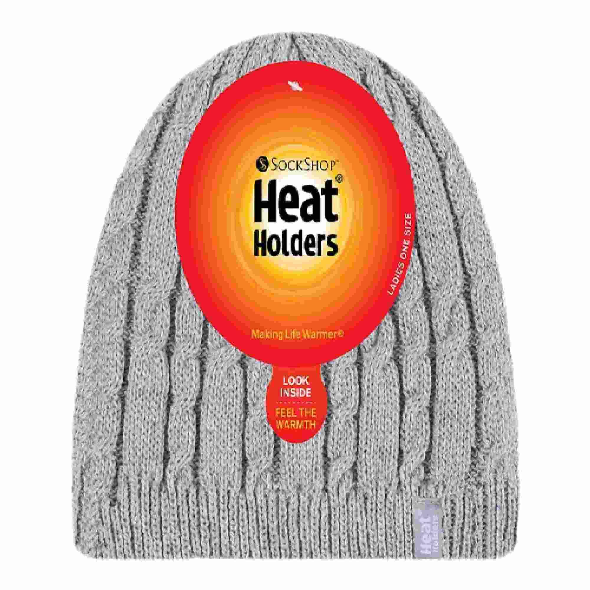 Ladies Cable Knit Fleece Lined Knitted Thermal Beanie Hat 2/6