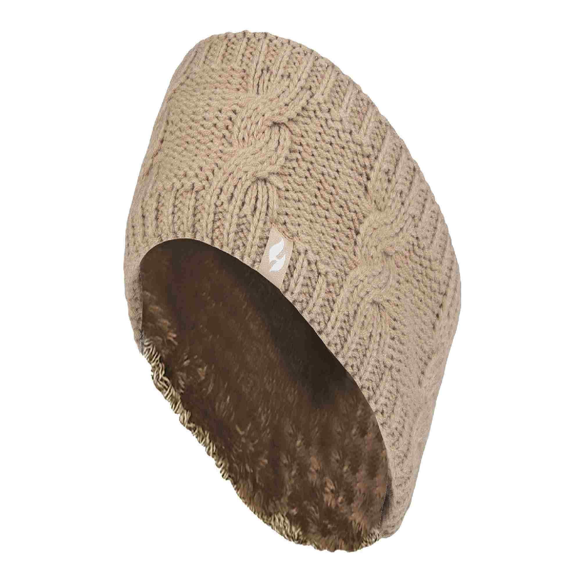 Ladies Cable Knitted Fleece Lined Thermal Winter Ear Warmer Headband 2/5