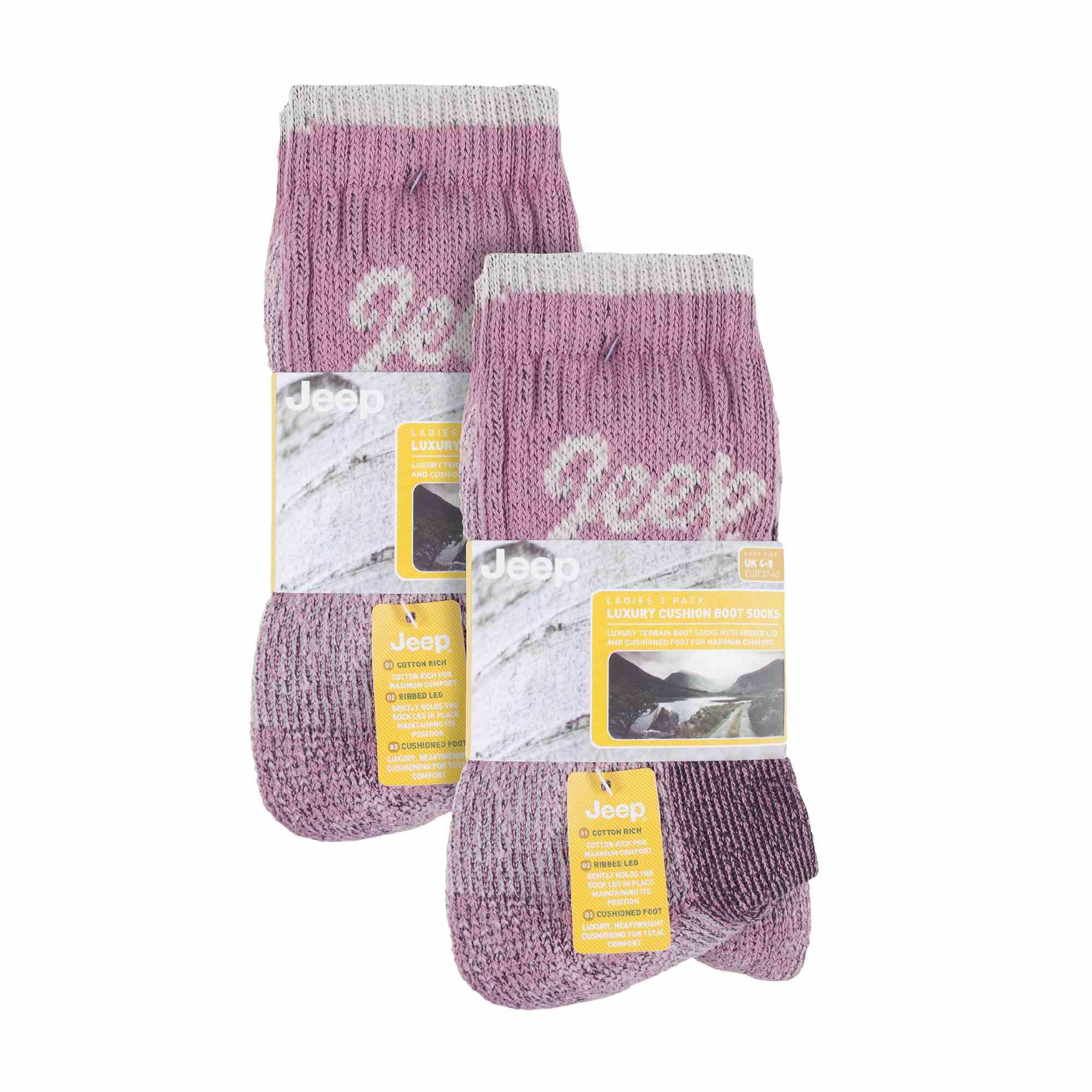 6er Pack Damen Wandersocken Atmungsaktiv | Jeep Terrain | Crew Socken Baumwolle 2/4