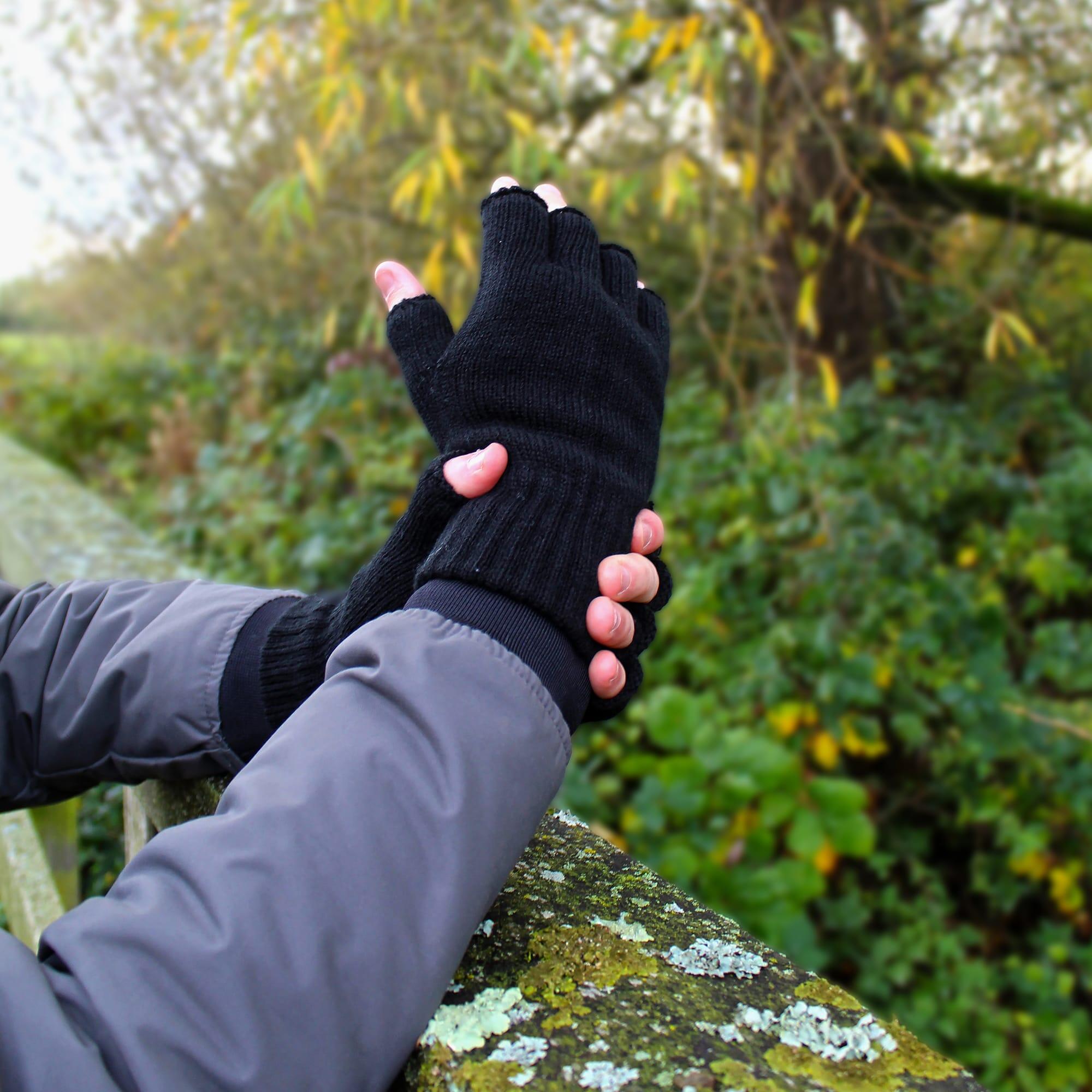 THMO - Herren 3M Thinsulate Insulation Fingerlose Handschuhe Stricken für Winter 3/5
