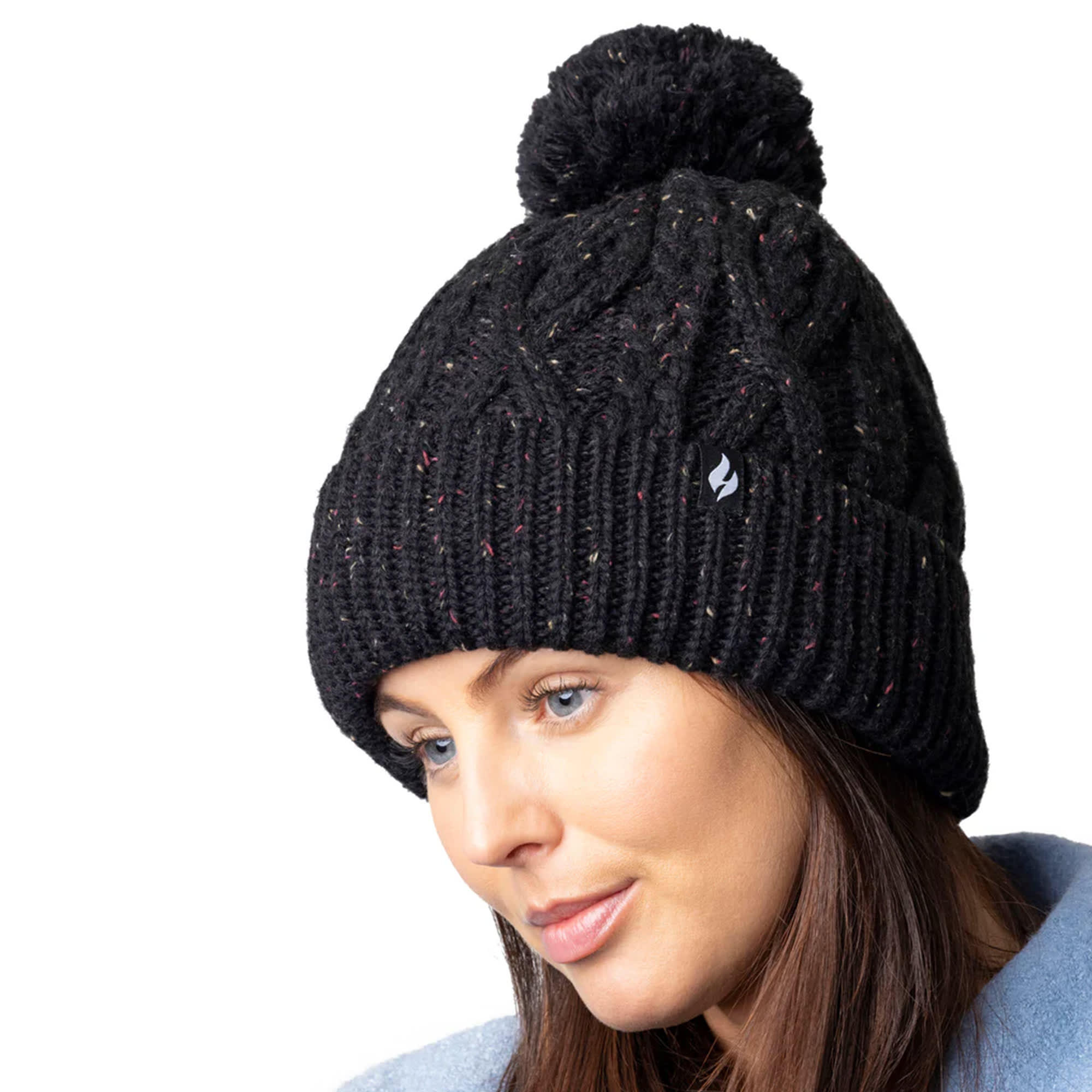 Cosy Pom Pom Bobble Hat for Women | Cable Knit Beanie with Fleece Lining 4/5