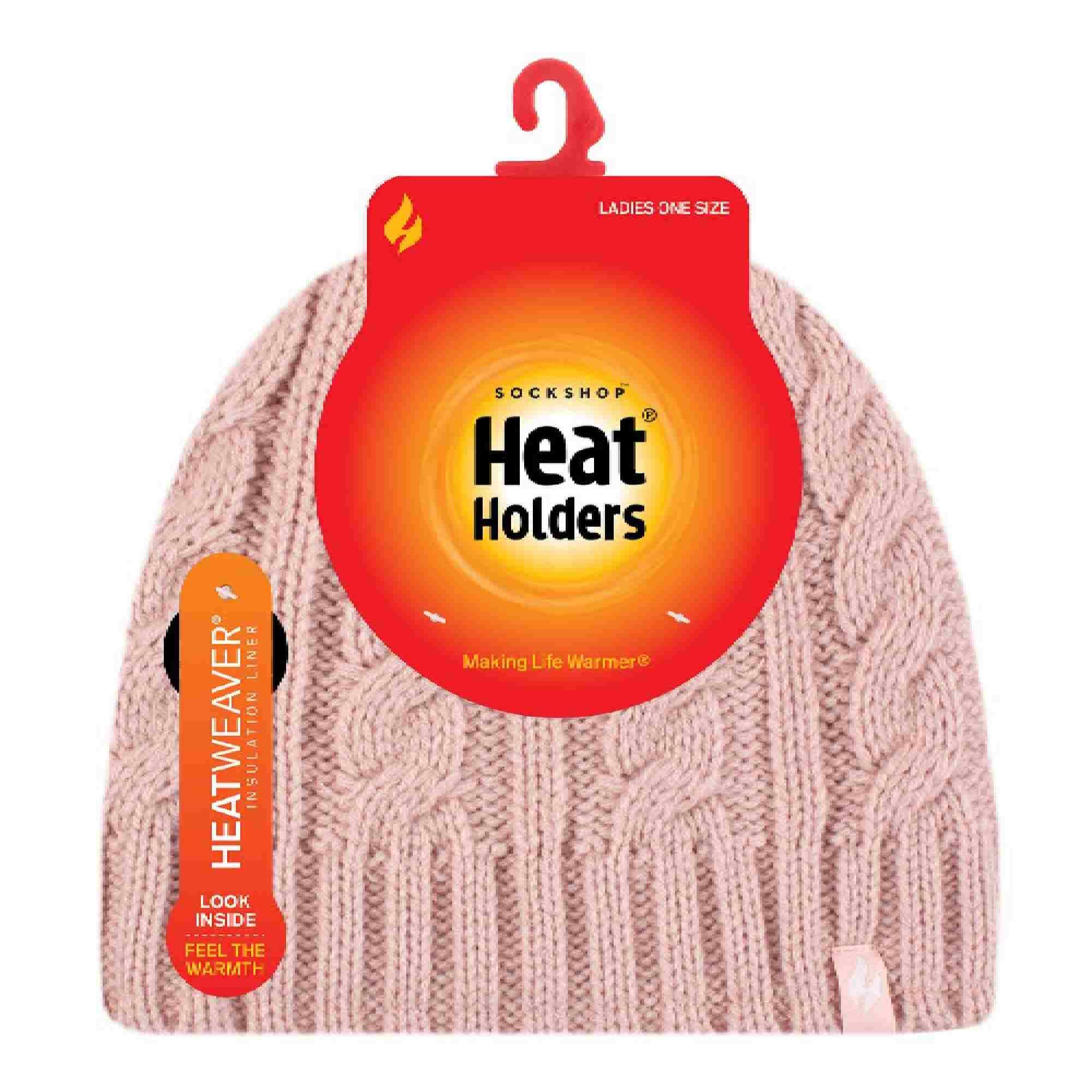 Ladies Cable Knit 3.4 Tog Fleece Lined Thermal Winter Hat 2/5