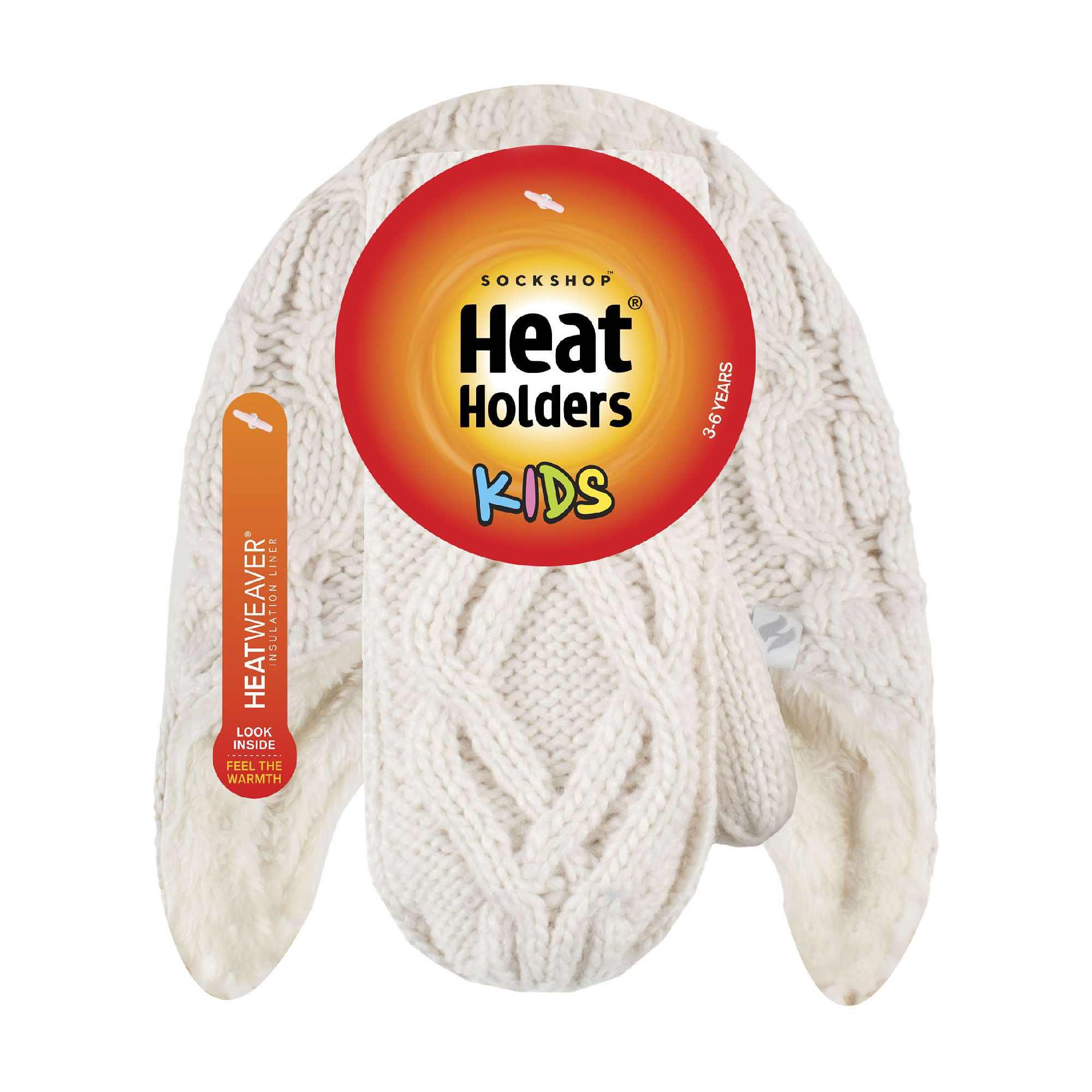 Heat Holders - Mädchen Strick Fäustlinge und Mütze mit Pom Pom und Ohrenschutz 2/4