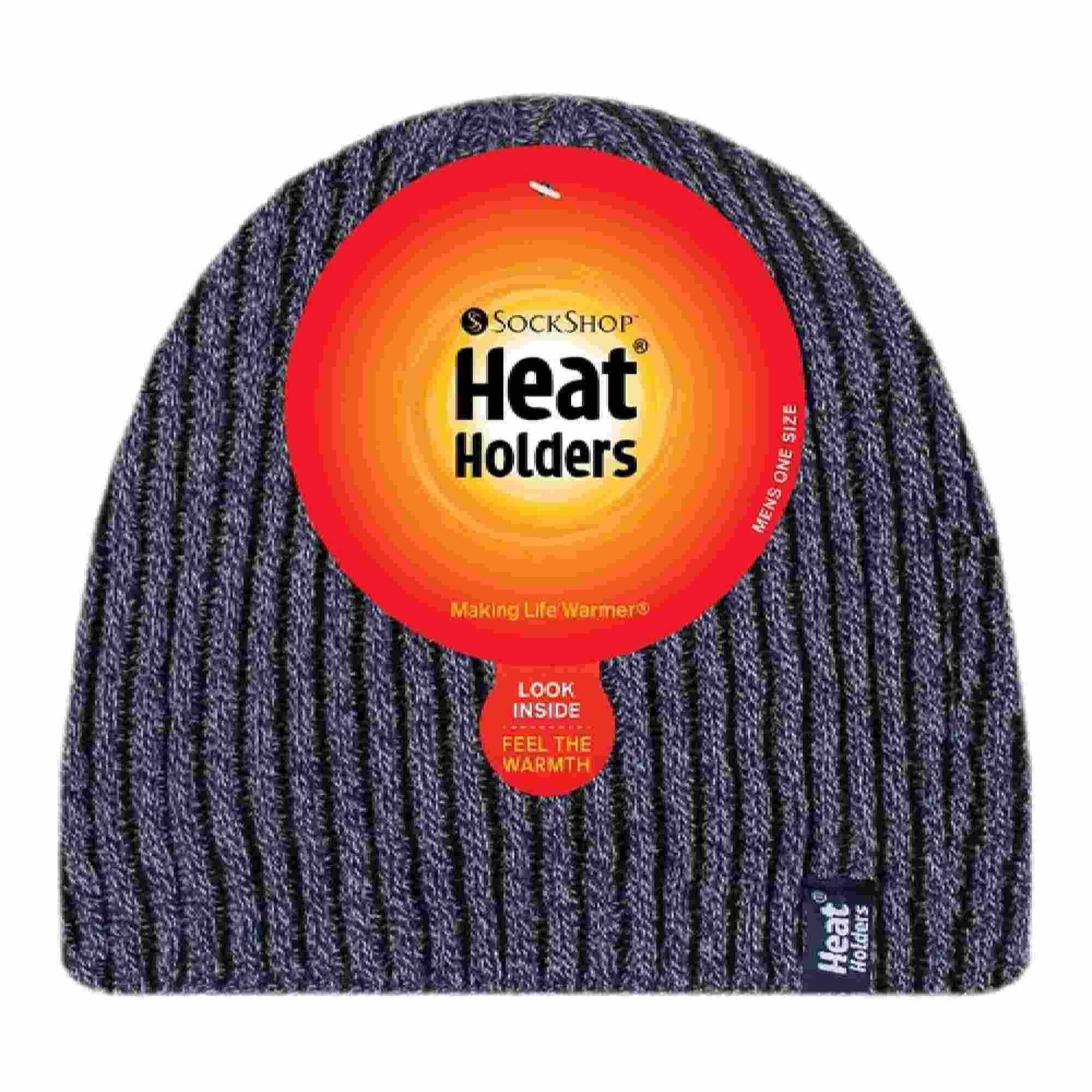 Mens Fleece Lined Thermal Winter Knitted Beanie Hat 2/5