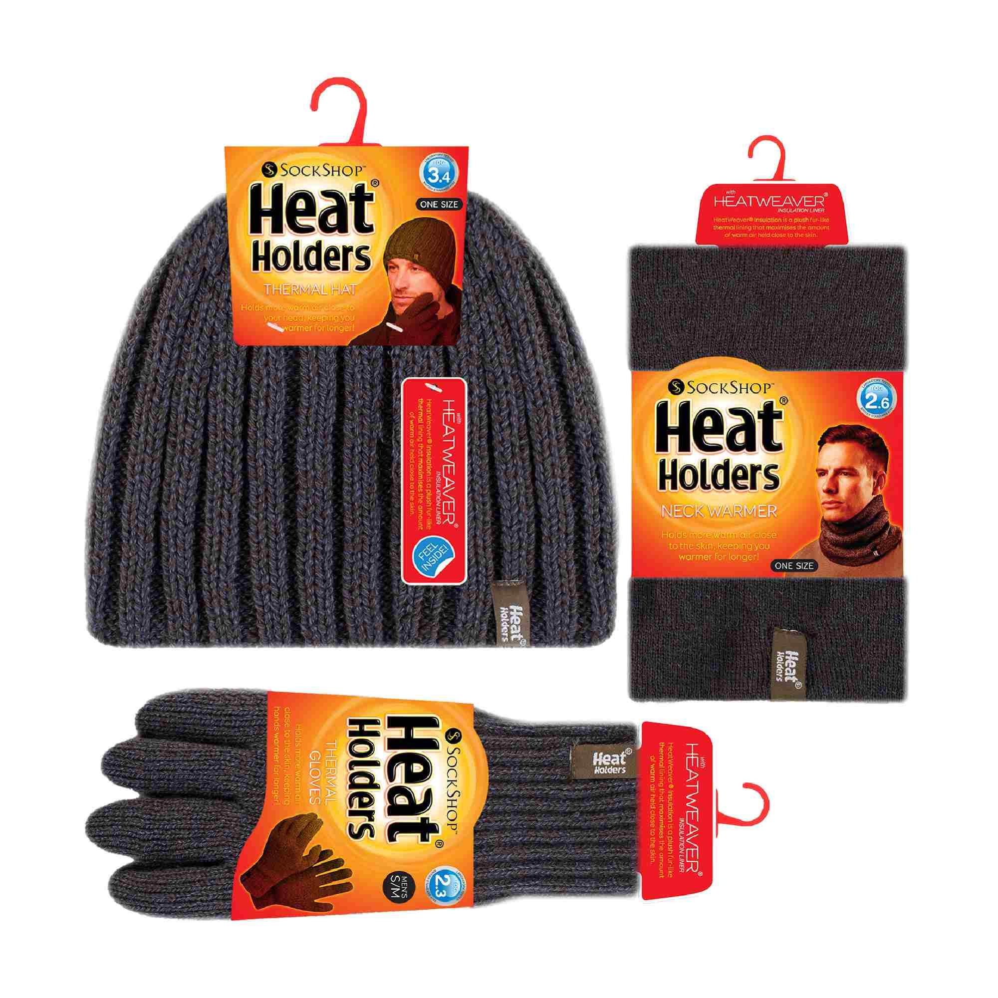 Heat Holders - Zopfmuster Mütze Halswärmer und Handschuhe Set für Herren 2/5