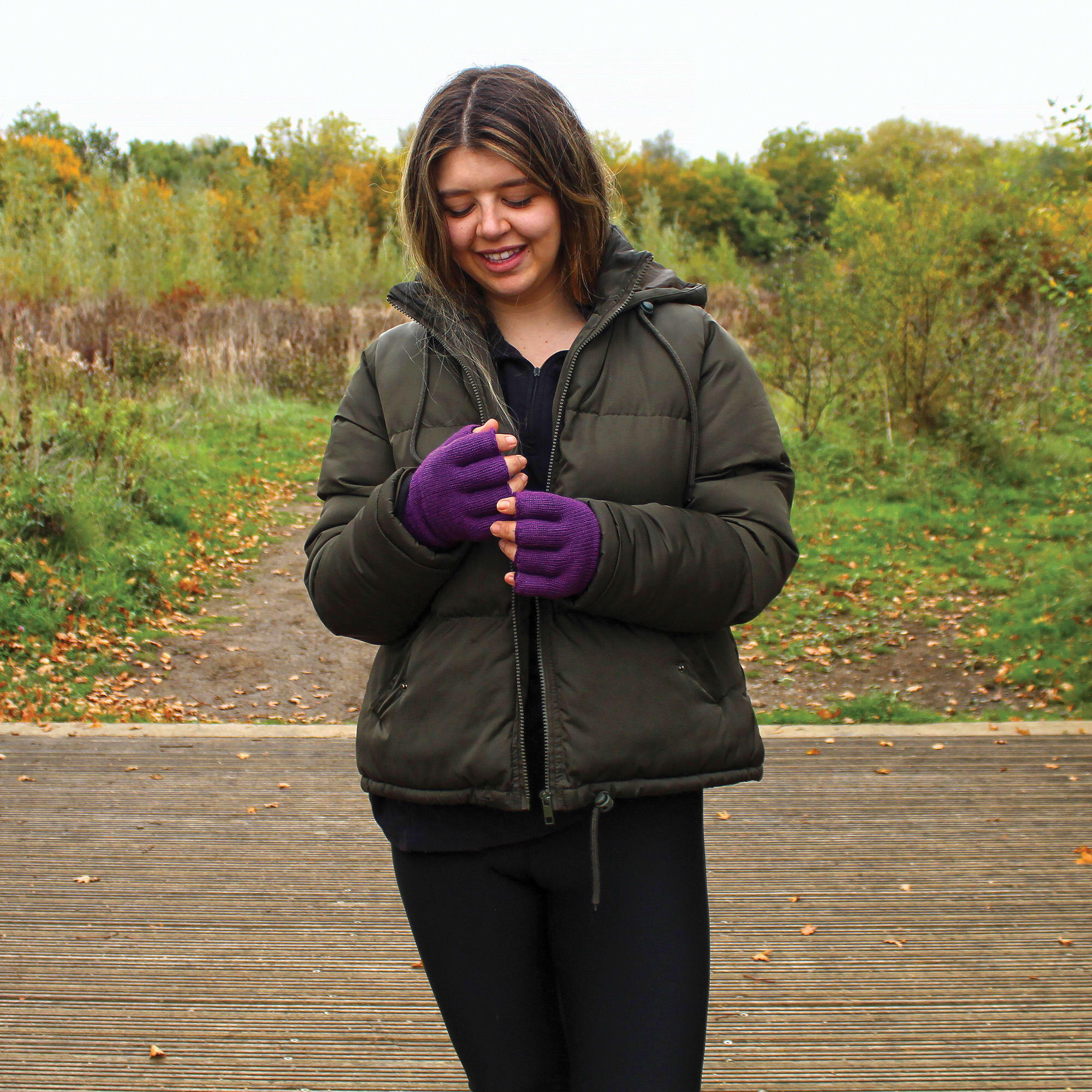 Ladies Thermal 3M Thinsulate Lined Fingerless Gloves for Winter 3/5