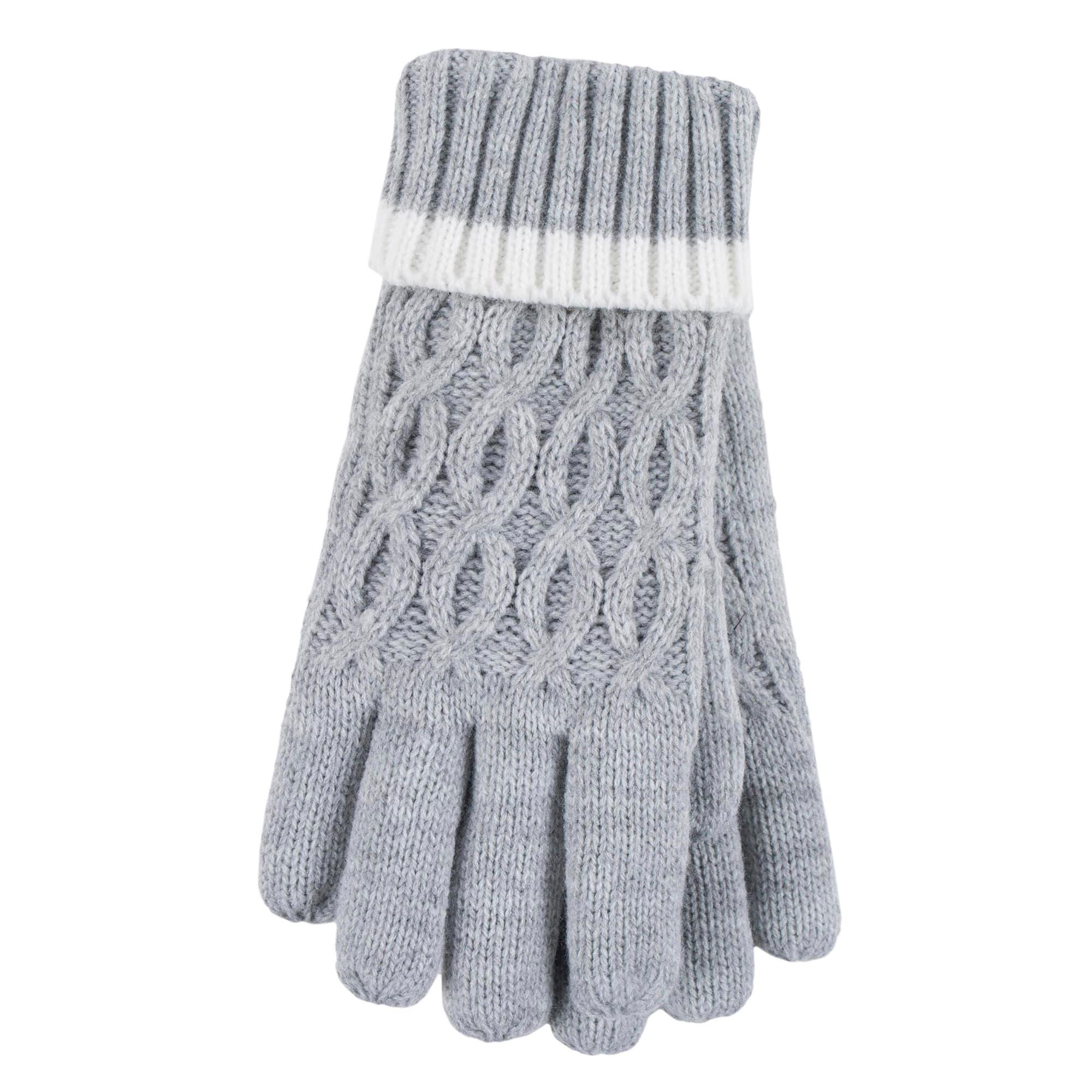Heat Holders - Mädchen Kinder Strickmütze mit Bommel und Strickhandschuhe Set 4/4