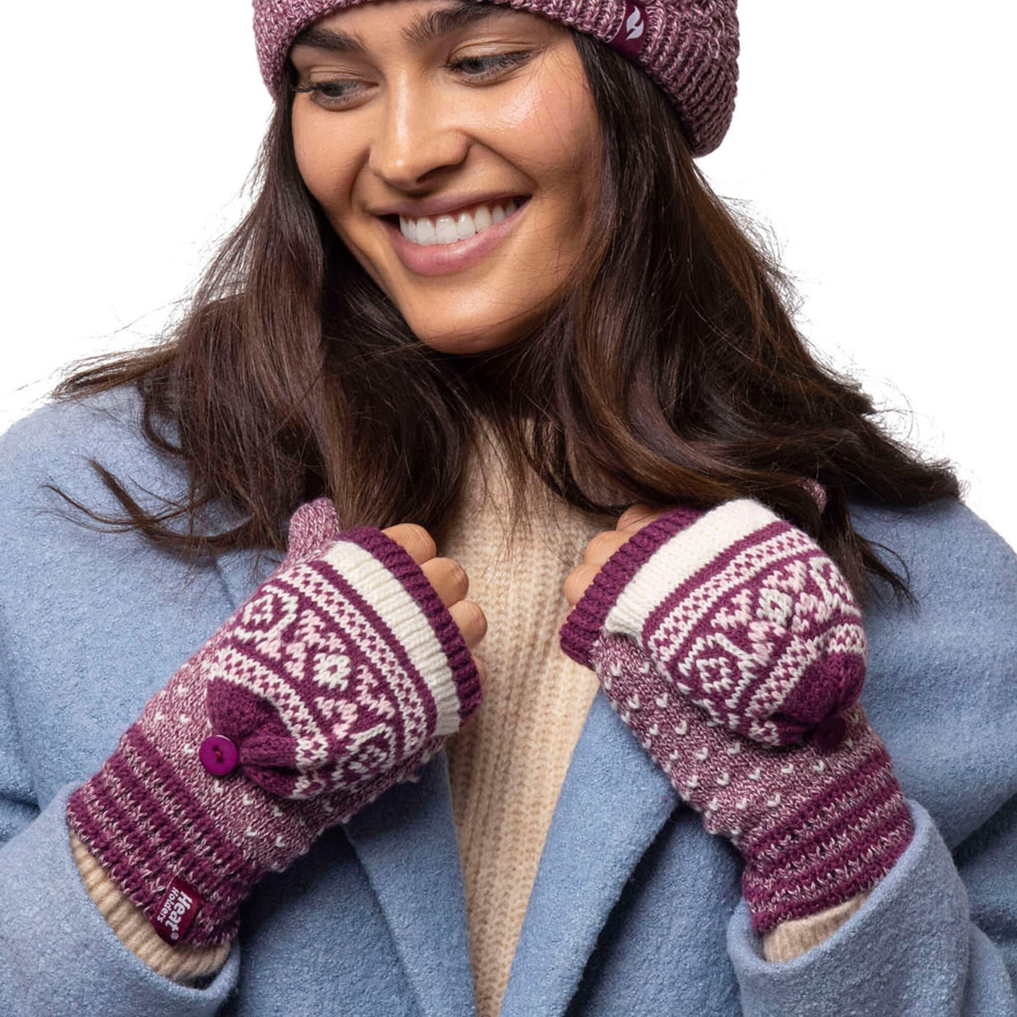 Heat Holders - Guanti convertibili Nordico Pompon senza dita 5/6