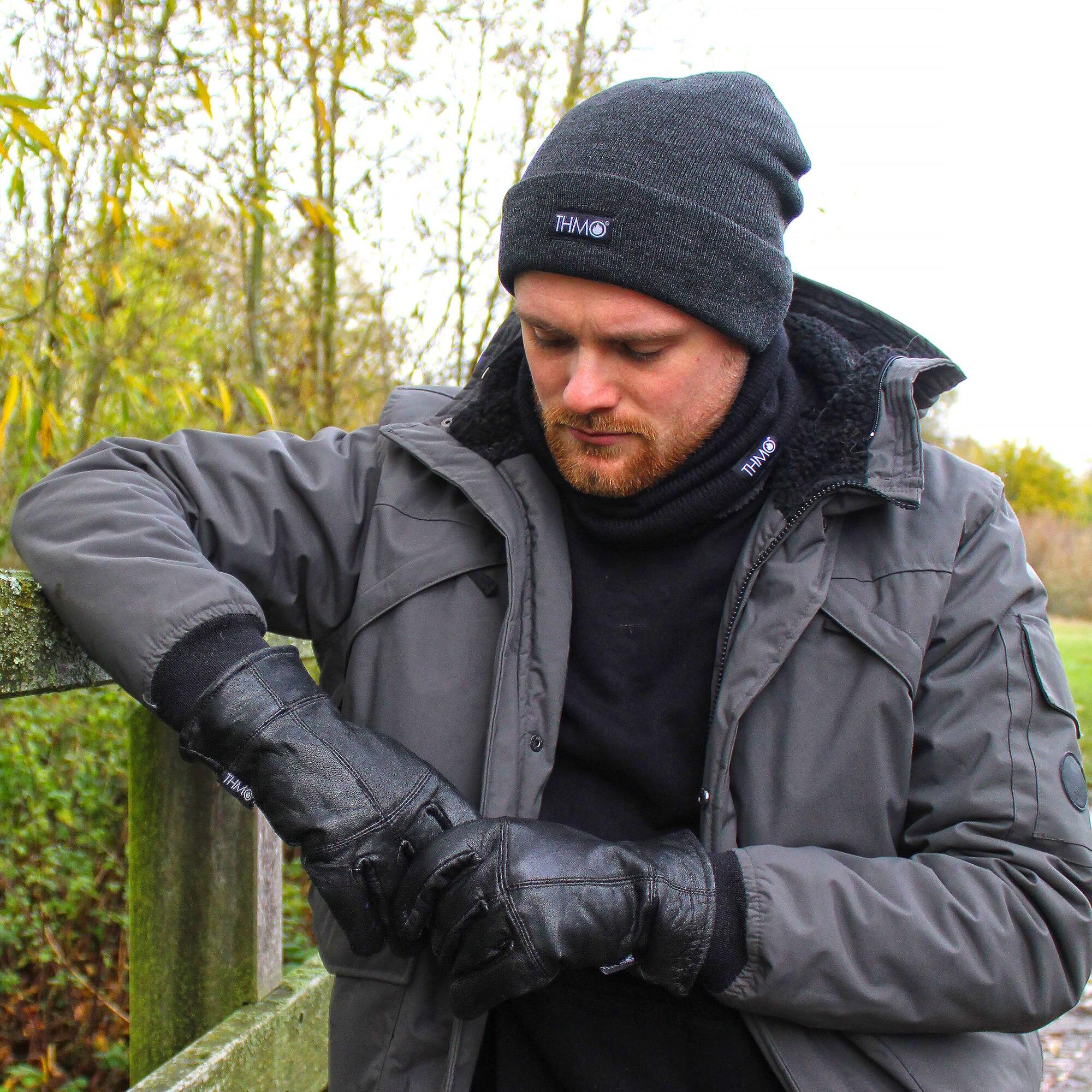 THMO - Uomo Foderato Cappello Cuffia in Pile Maglia Pile Cappello 4/6