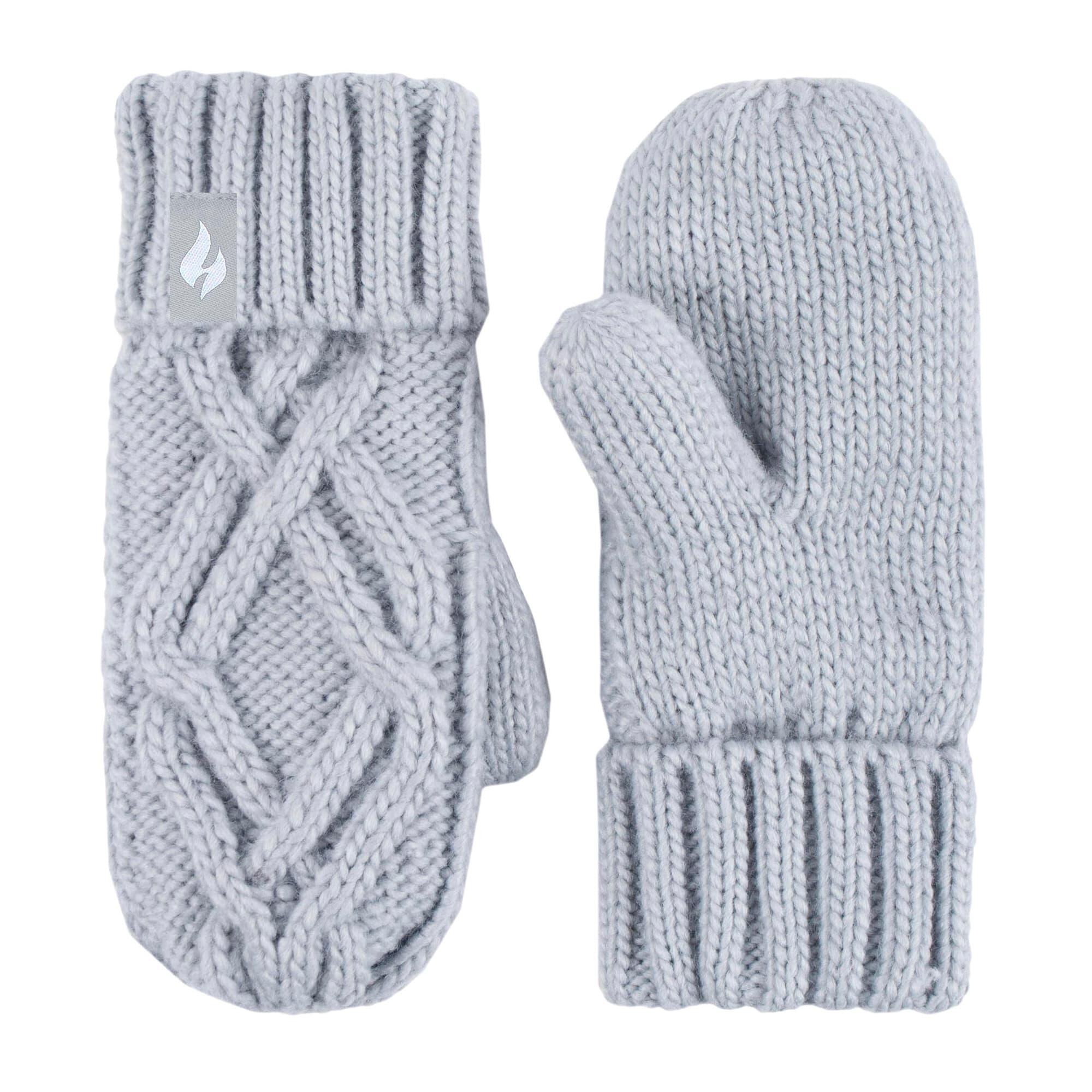 Girls Cable Knitted Design Trapper Hat & Mittens Set 4/4