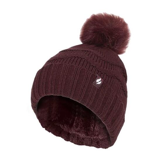 Heat Holders - Bonnet Femme Hiver Tricot Zigzag | Polaire avec Pompon
