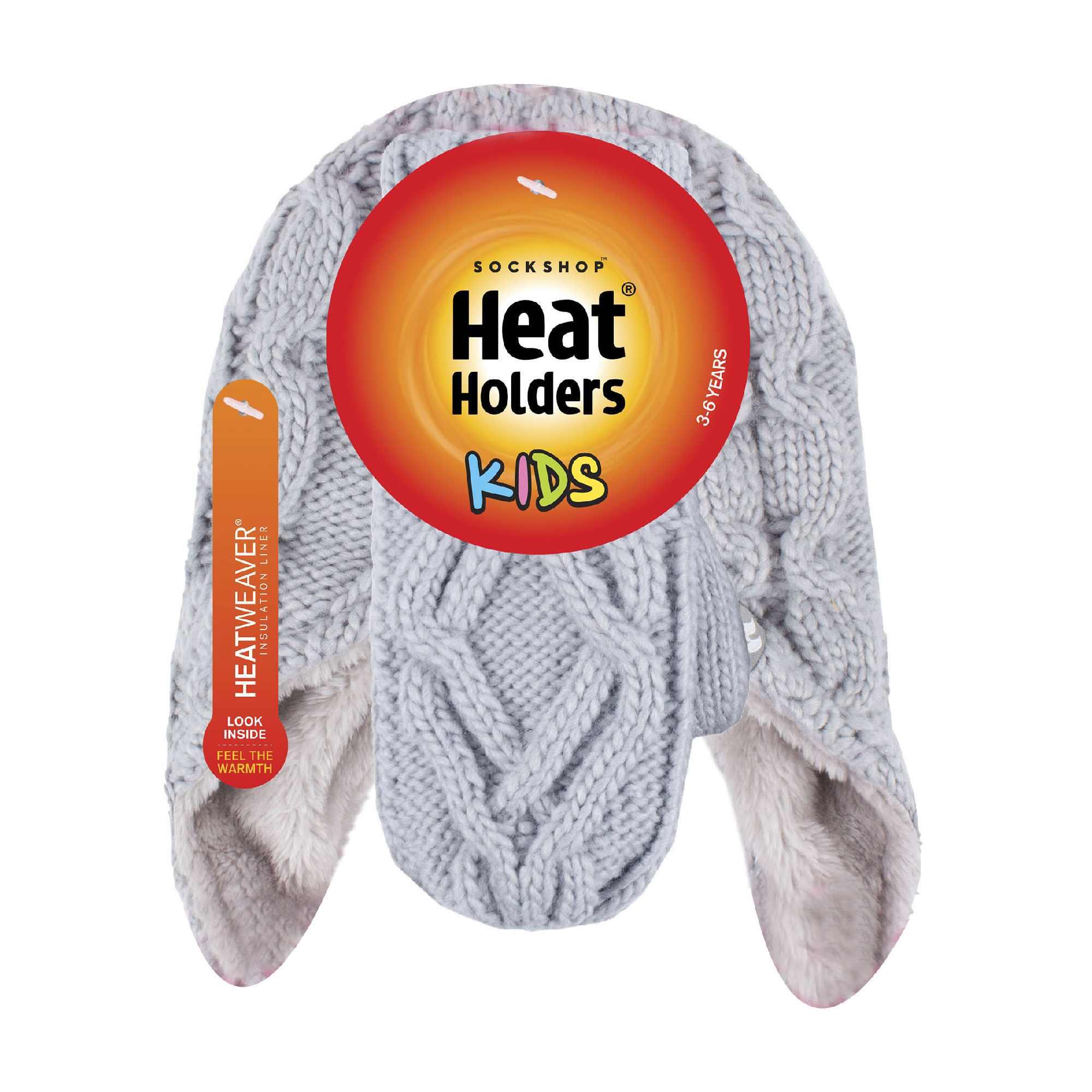 Girls Cable Knitted Design Trapper Hat & Mittens Set 2/4