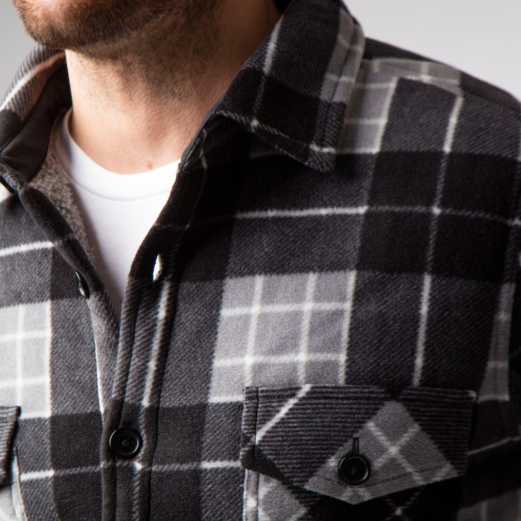 Mens Quilted Plaid Pattern Thermal Long Sleeve Winter Jacket 5/6